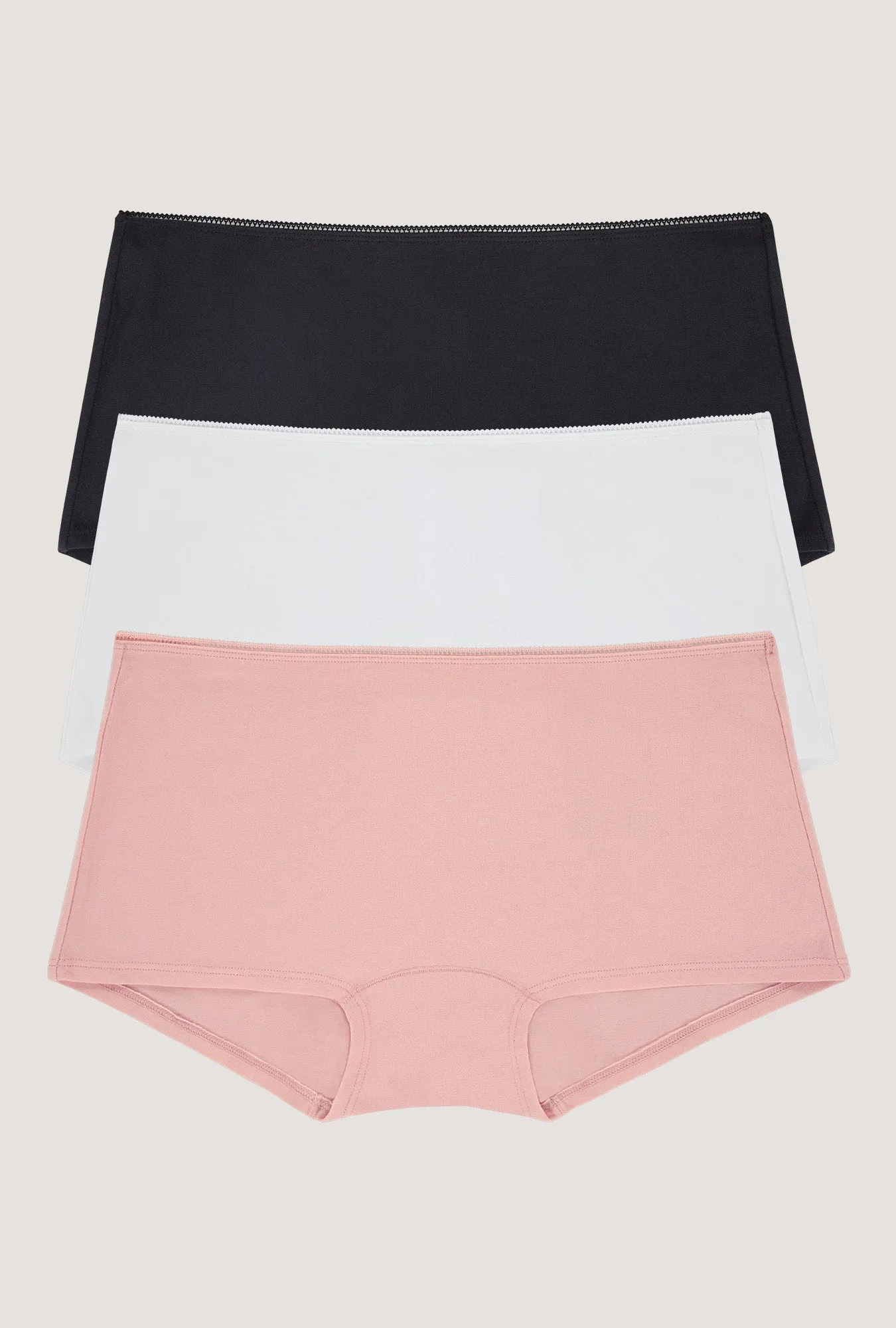 Stretch Jersey Boyshort Underwear 3 Pack-Black, White, First Blush sold by BedHead