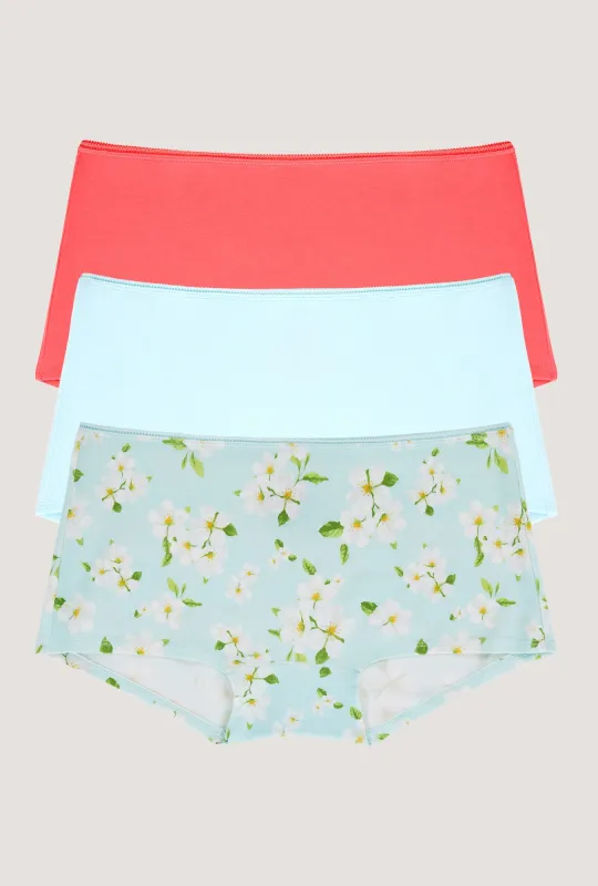 Stretch Jersey Boyshort Underwear 3 Pack-Sugar Coral, Bedhead Blue, Magnolia Breeze sold by BedHead
