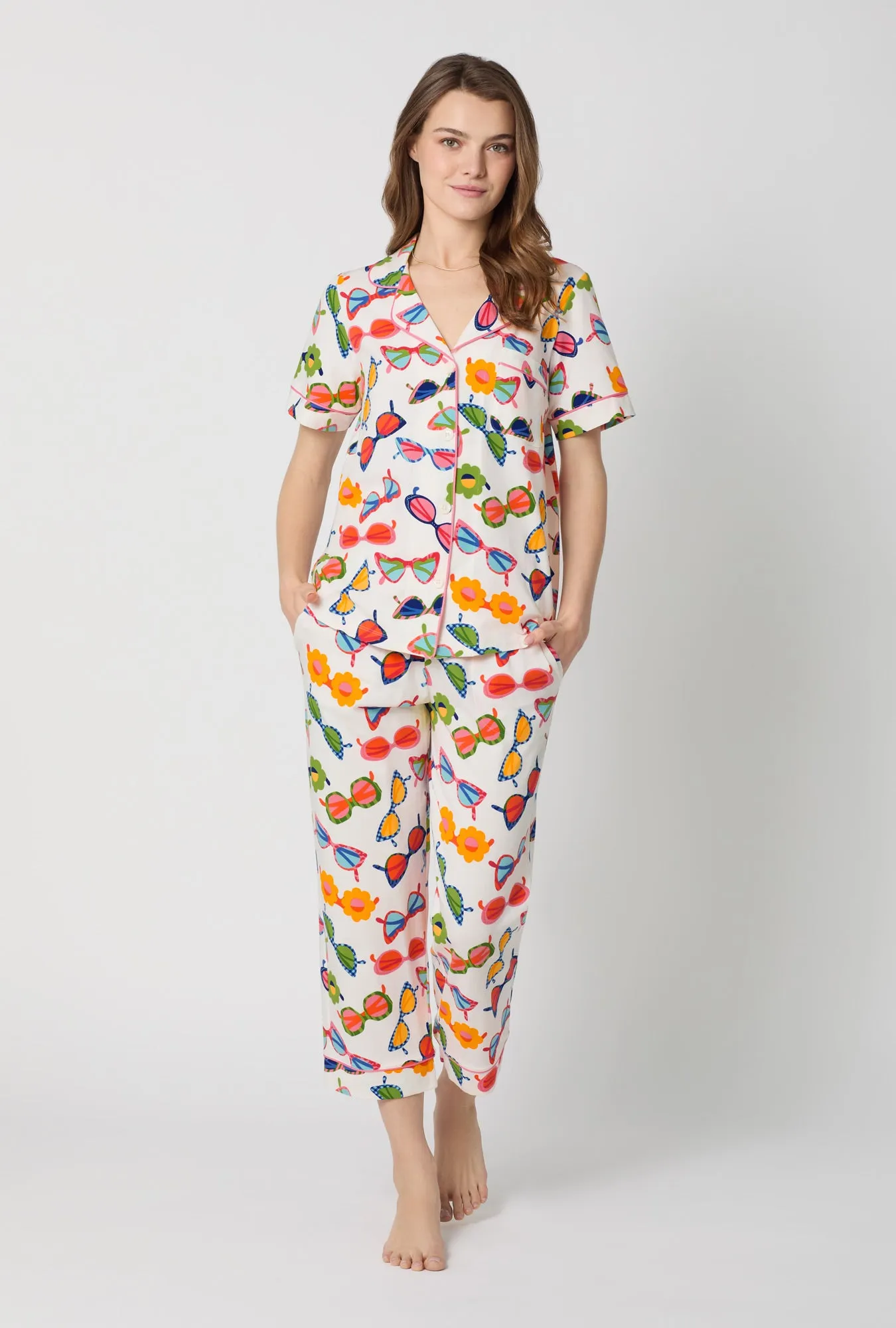 Made In The Shade Short Sleeve Classic Stretch Jersey Cropped Pj Set sold by BedHead