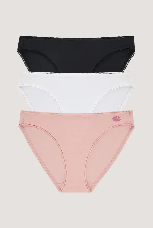 Stretch Jersey Bikini Underwear 3 Pack-Black, White, First Blush made by BedHead