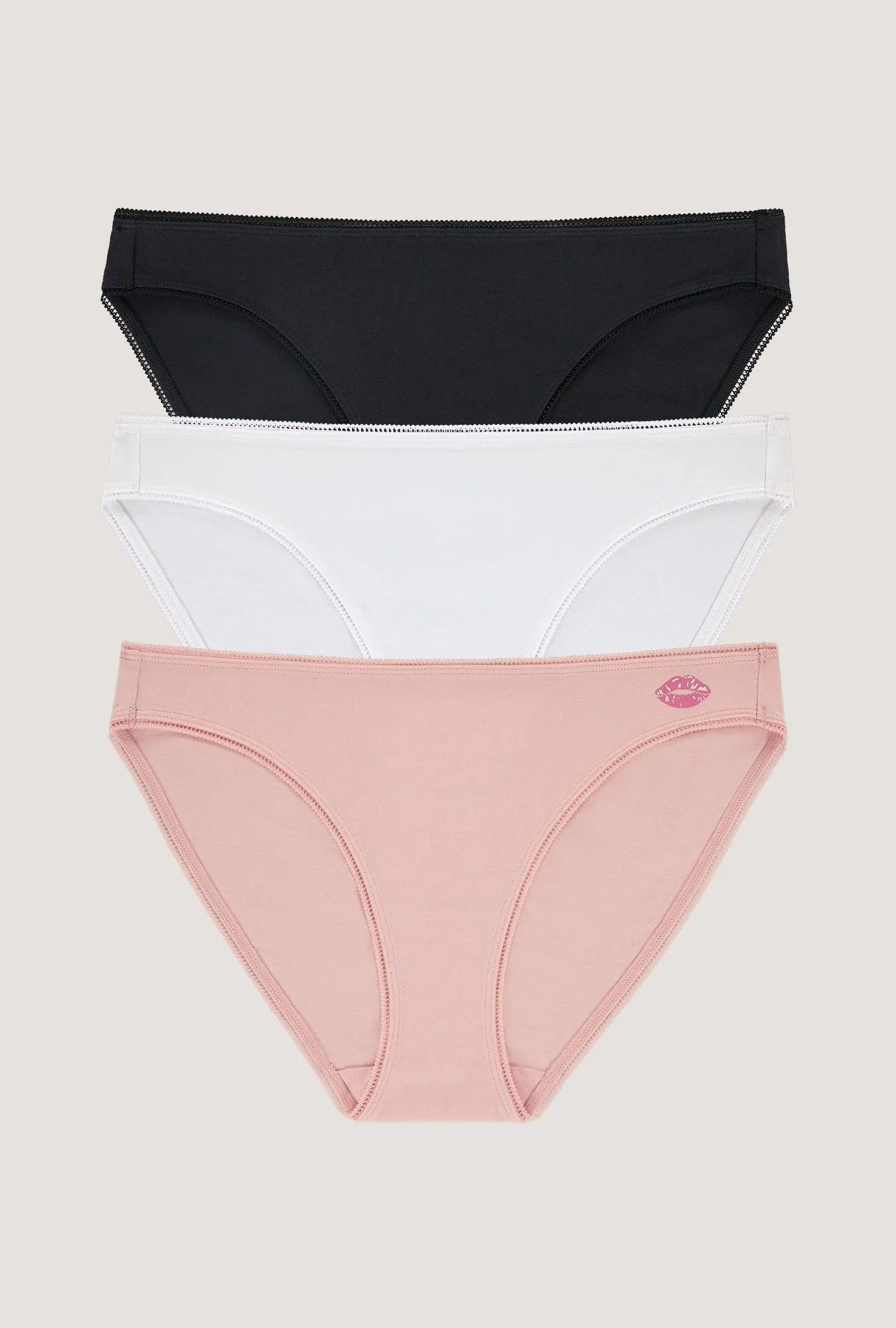 Stretch Jersey Bikini Underwear 3 Pack-Black, White, First Blush sold by BedHead