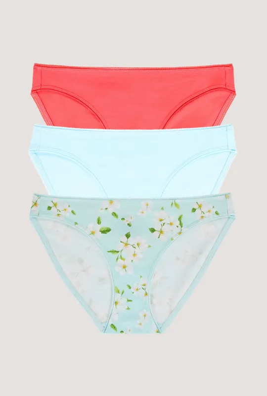 Stretch Jersey Bikini Underwear 3 Pack-Sweet Coral, Bedhead Blue, Magnolia Blossom made by BedHead
