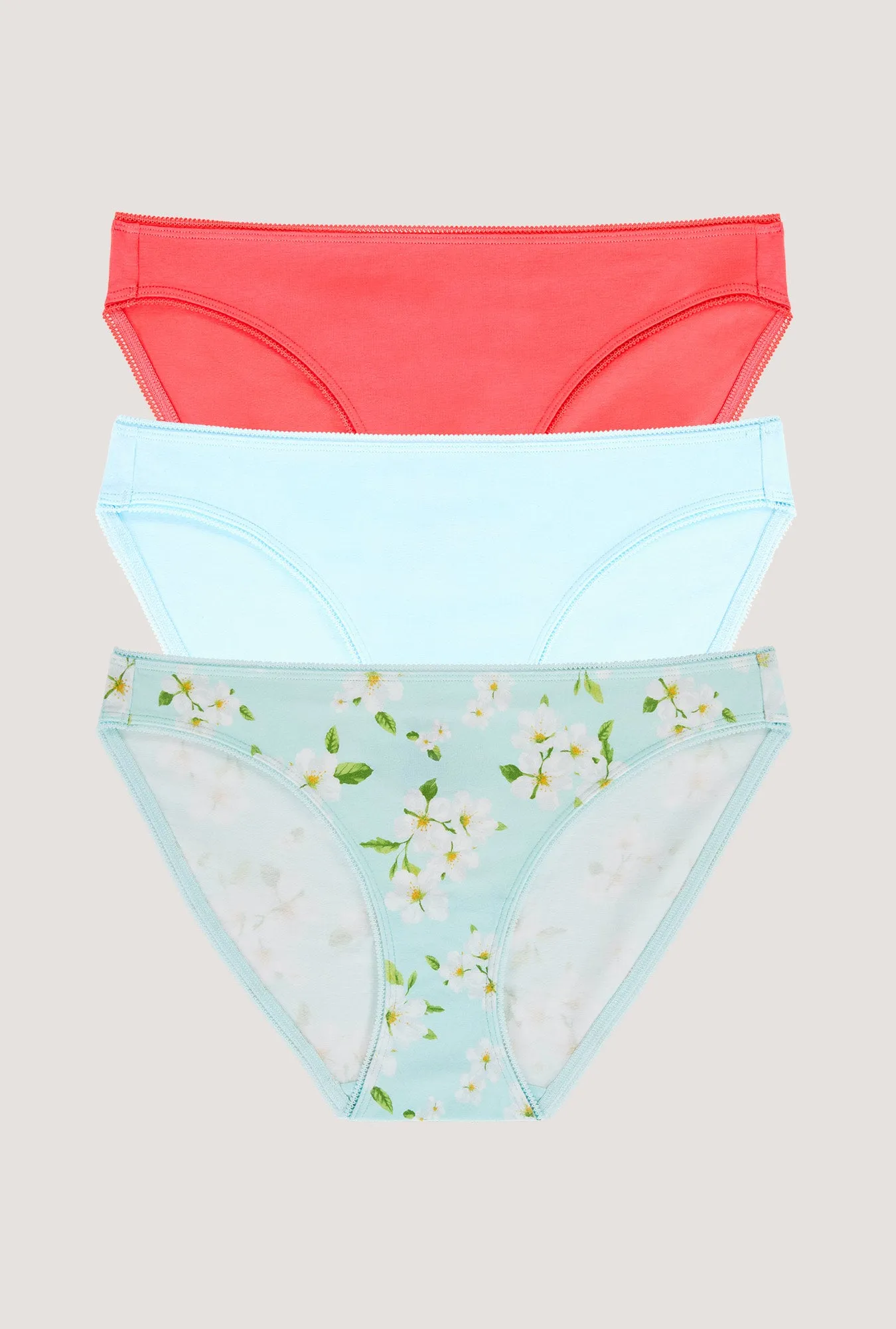 Stretch Jersey Bikini Underwear 3 Pack-Sweet Coral, Bedhead Blue, Magnolia Blossom sold by BedHead