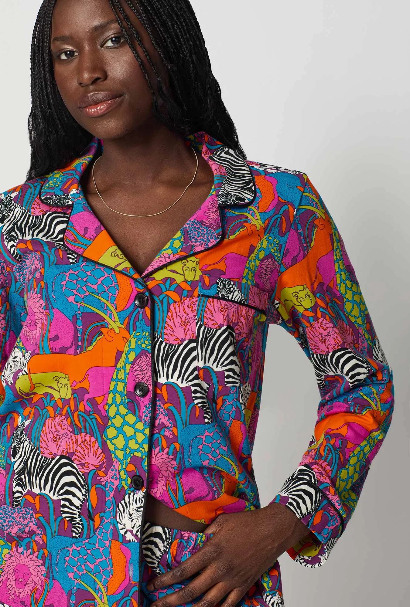 BedHead x Trina Turk Jungle Long Sleeve Classic Stretch Jersey Pj Set sold by BedHead product image thumbnail 3
