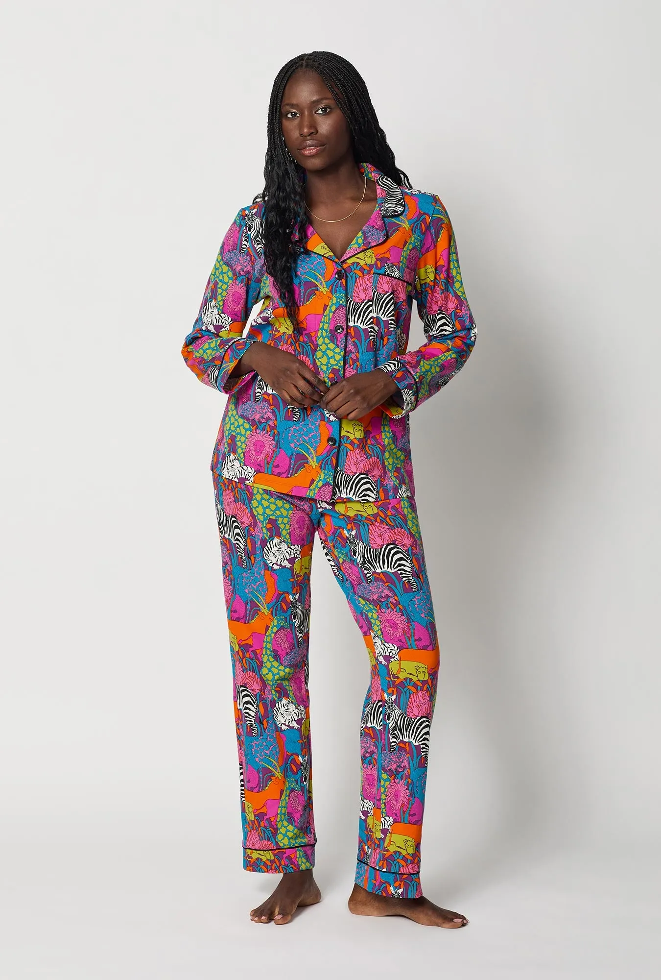 BedHead x Trina Turk Jungle Long Sleeve Classic Stretch Jersey Pj Set sold by BedHead