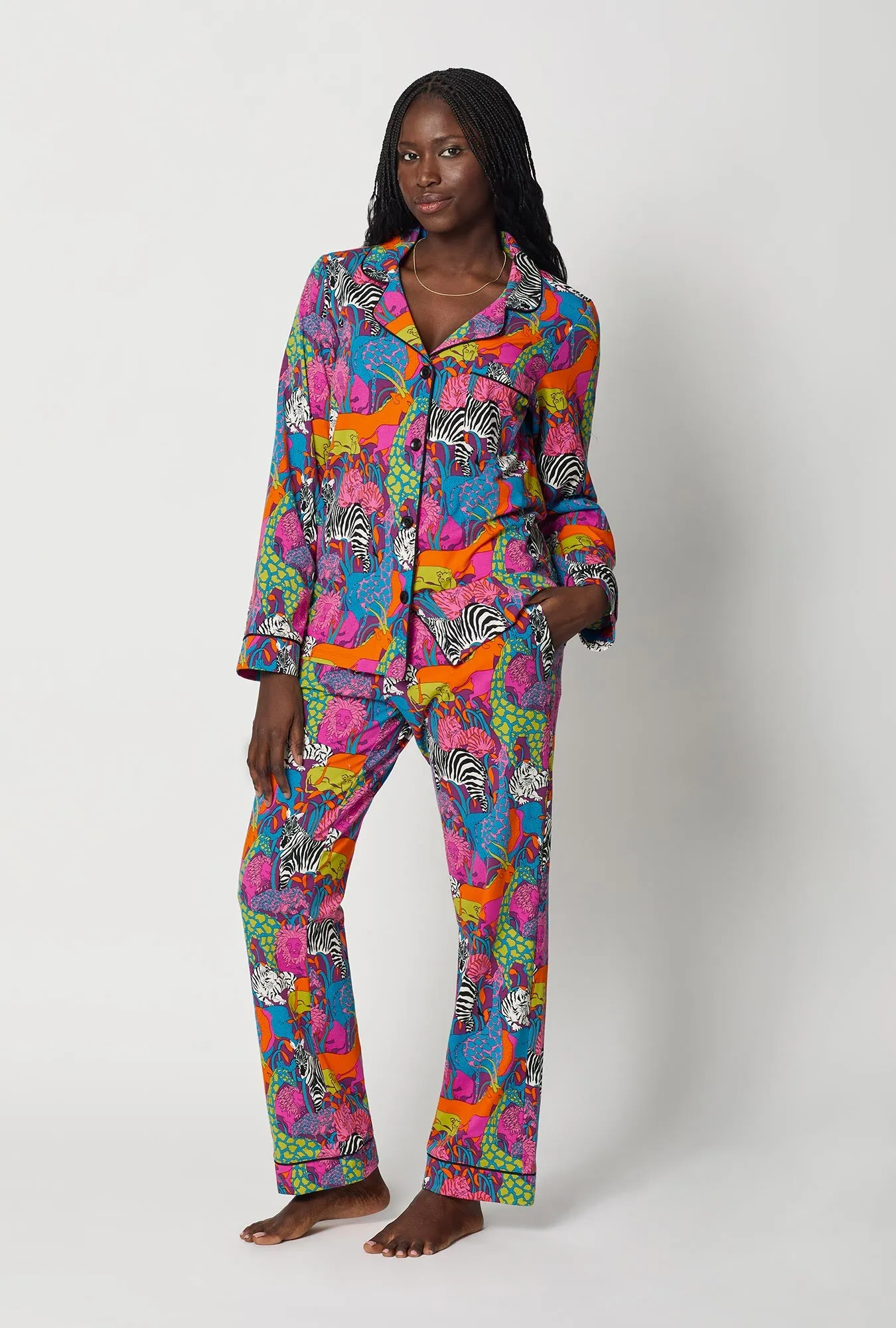 BedHead x Trina Turk Jungle Long Sleeve Classic Stretch Jersey Pj Set sold by BedHead product image thumbnail 2