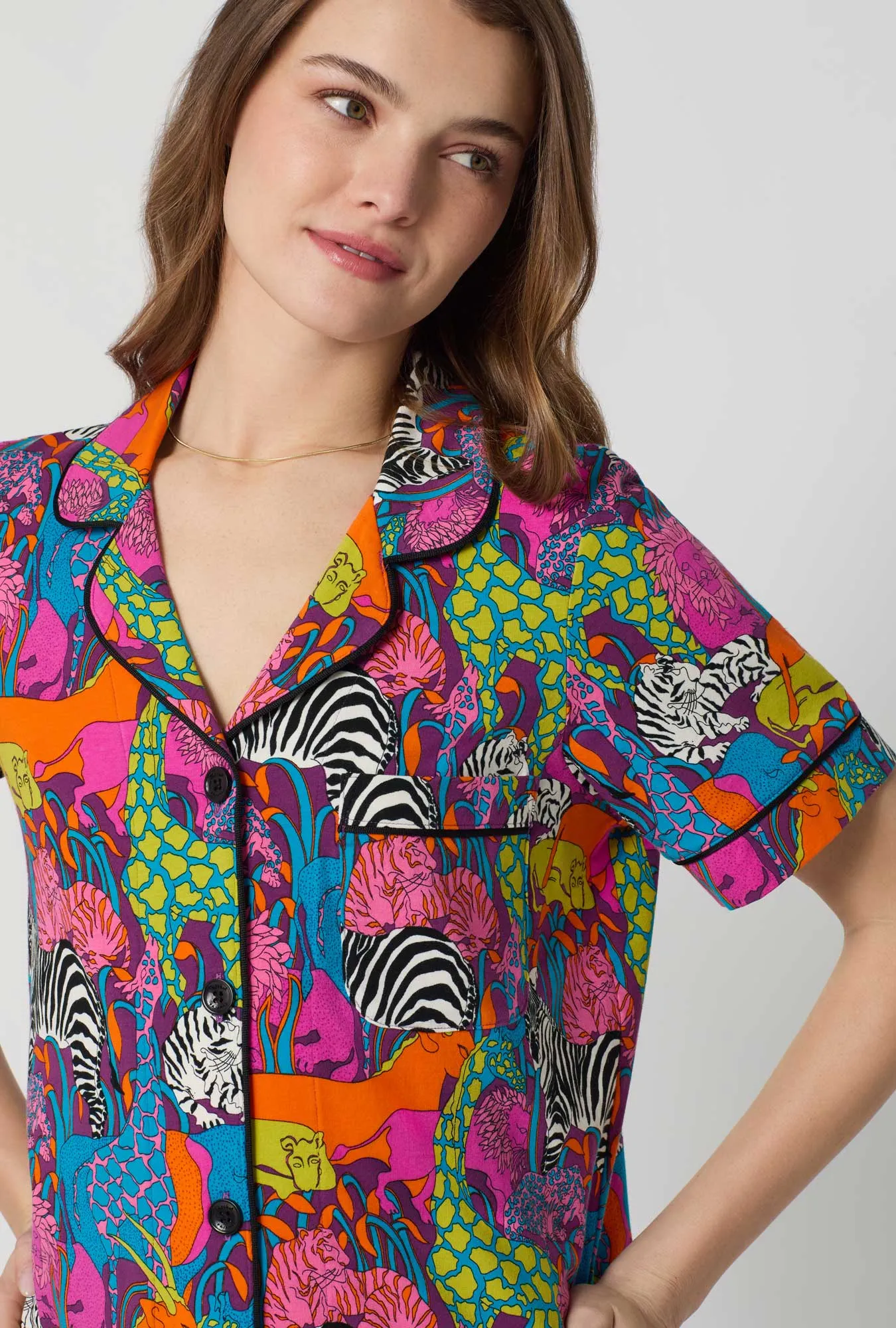 BedHead x Trina Turk Jungle Short Sleeve Classic Shorty Stretch Jersey Pj Set sold by BedHead product image thumbnail 4