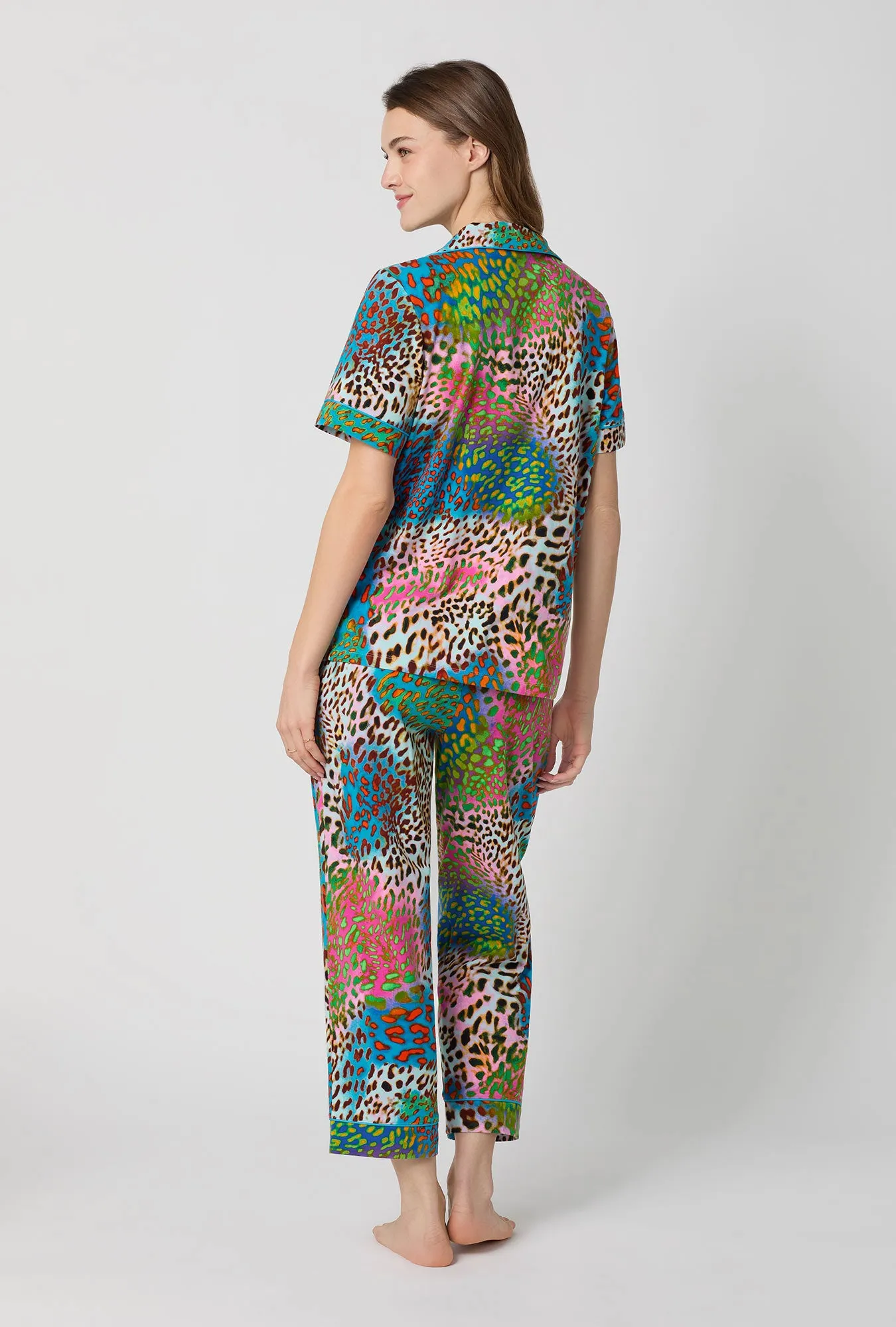 BedHead x Trina Turk Spray Leopard Short Sleeve Classic Stretch Jersey Cropped Pj Set sold by BedHead product image thumbnail 4