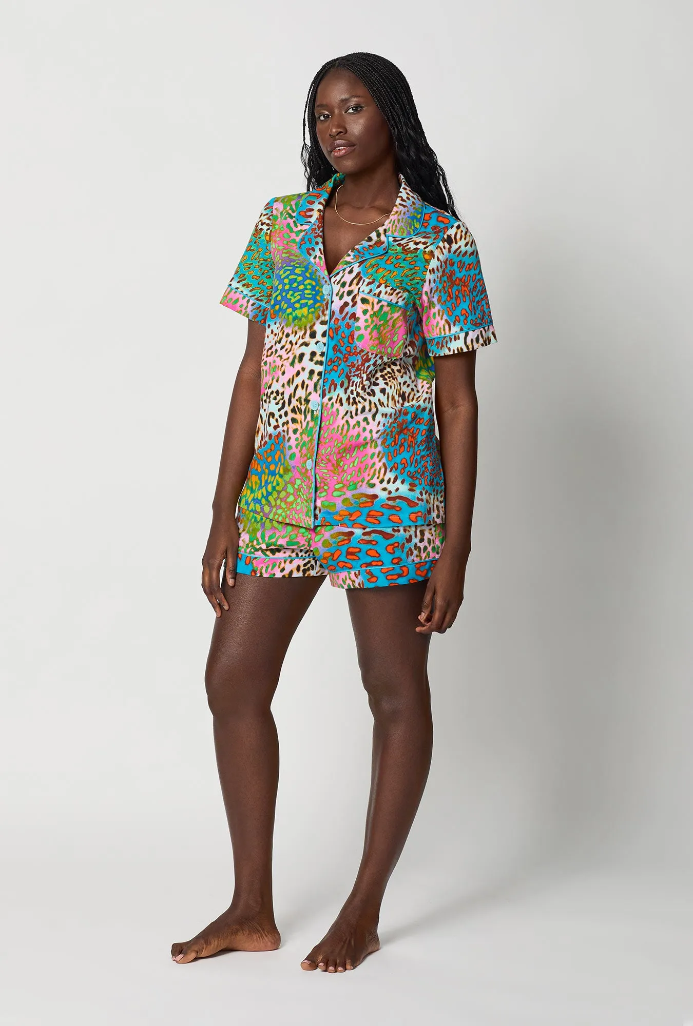 BedHead x Trina Turk Spray Leopard Short Sleeve Classic Shorty Stretch Jersey Pj Set sold by BedHead product image thumbnail 3