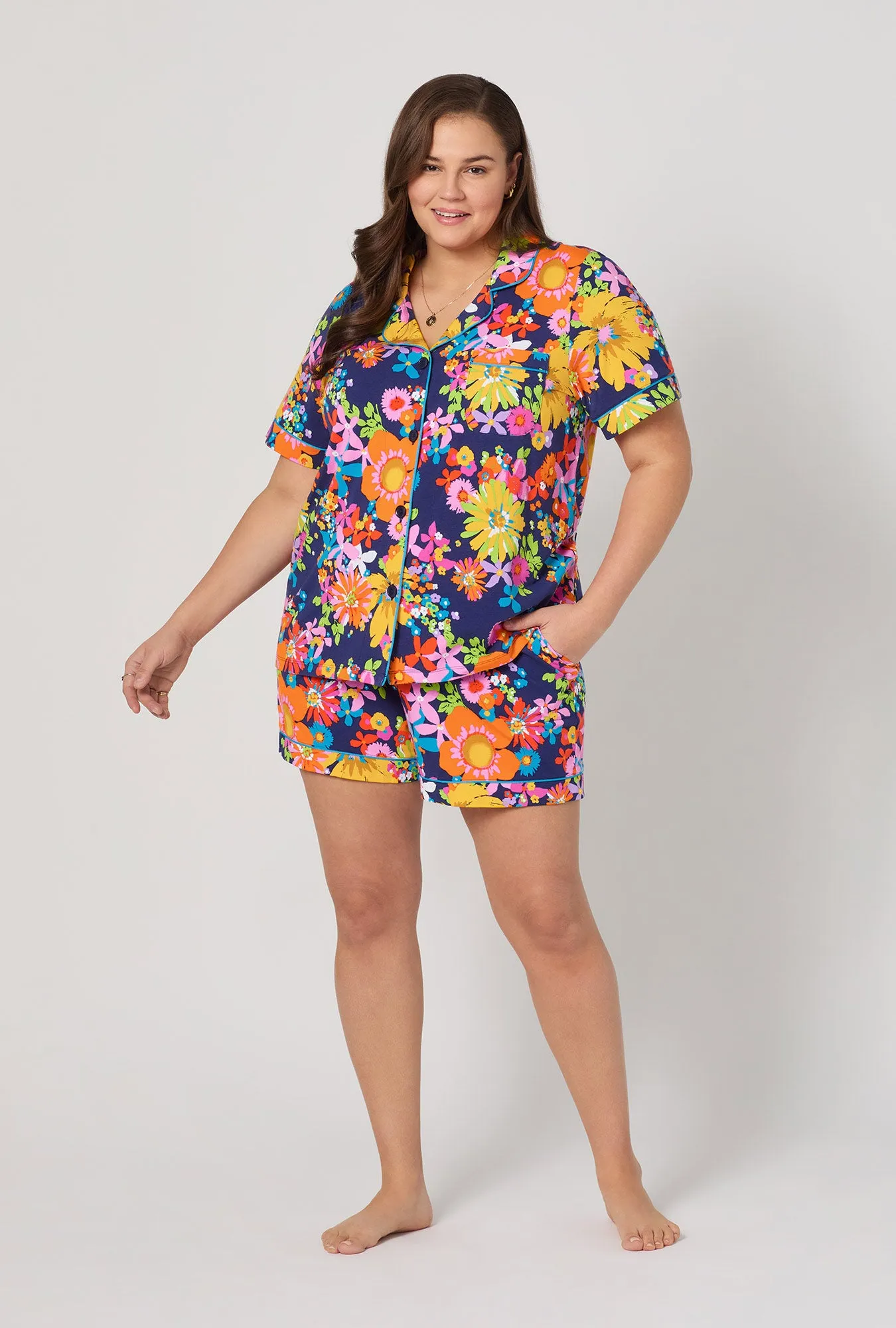 BedHead x Trina Turk Bay Street Bloom Short Sleeve Classic Shorty Stretch Jersey Pj Set sold by BedHead product image thumbnail 5