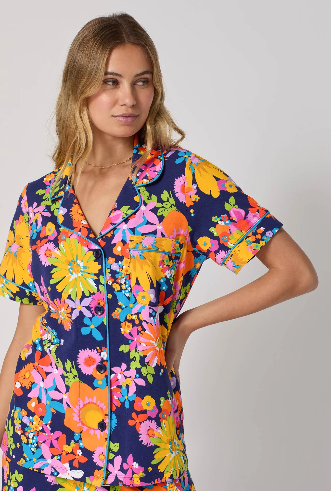 BedHead x Trina Turk Bay Street Bloom Short Sleeve Classic Shorty Stretch Jersey Pj Set sold by BedHead product image thumbnail 4