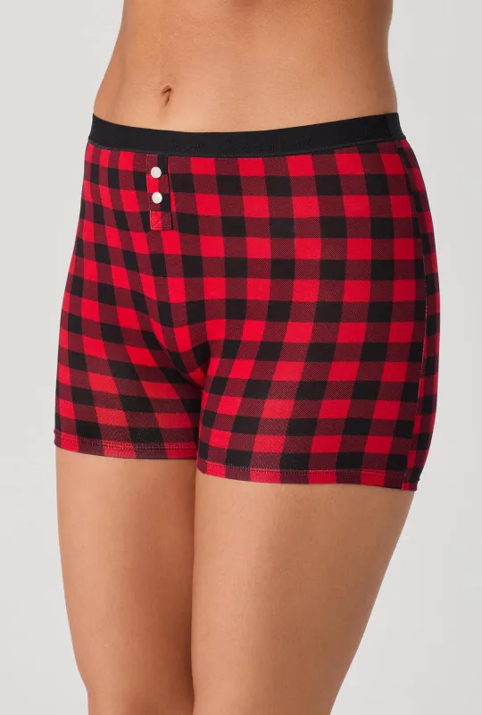 Buffalo Plaid Stretch Jersey Boxer Short made by BedHead