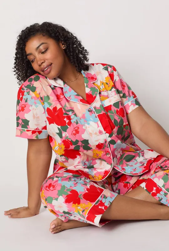 Cassandra Short Sleeve Classic Woven Cotton Poplin Cropped Pj Set sold by BedHead