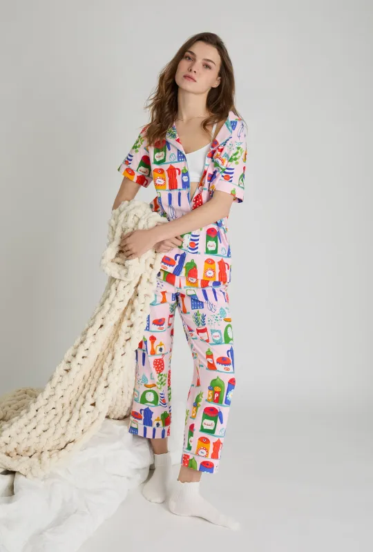 In The Kitchen Short Sleeve Classic Stretch Jersey Cropped Pj Set sold by BedHead