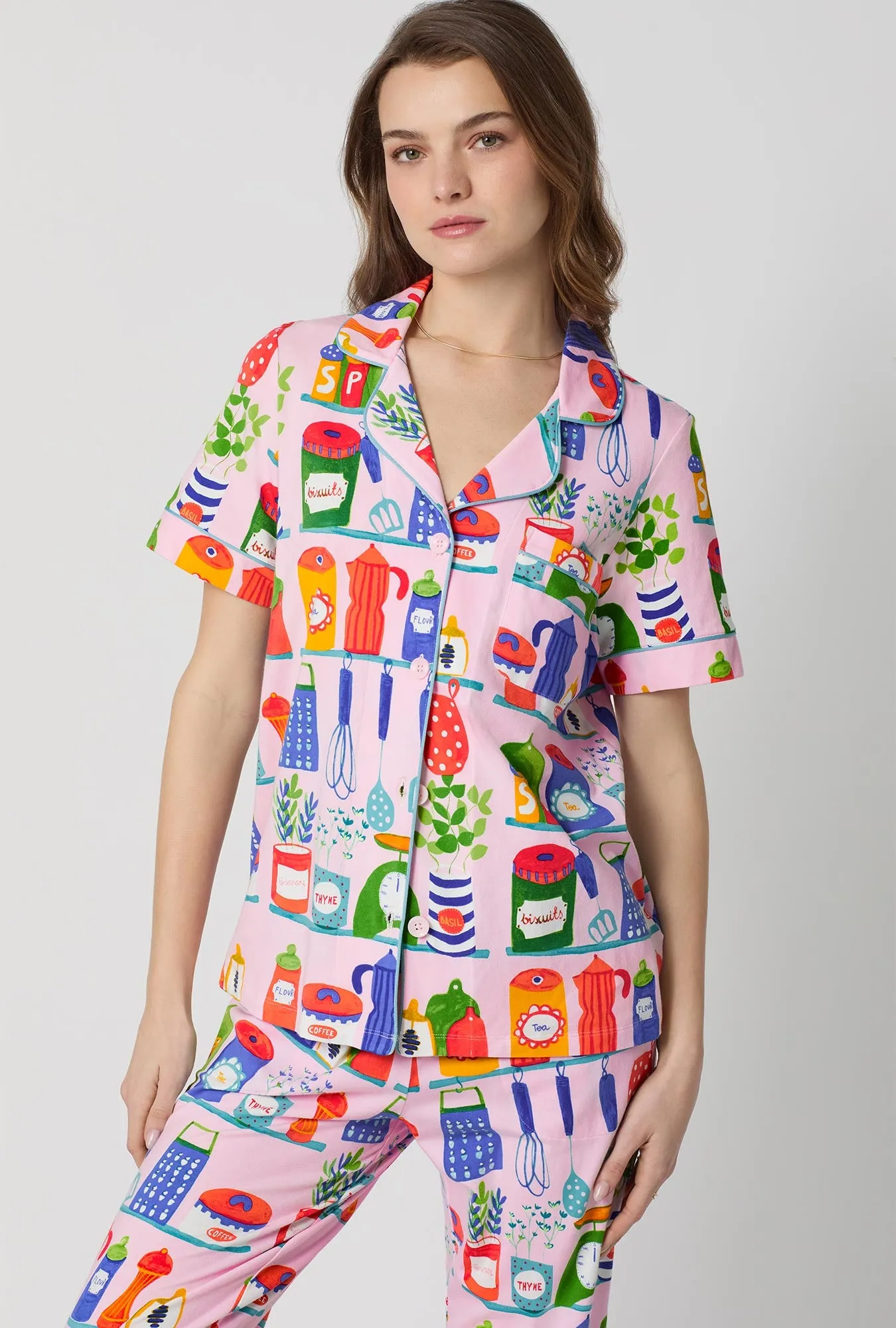 In The Kitchen Short Sleeve Classic Stretch Jersey Cropped Pj Set sold by BedHead product image thumbnail 5