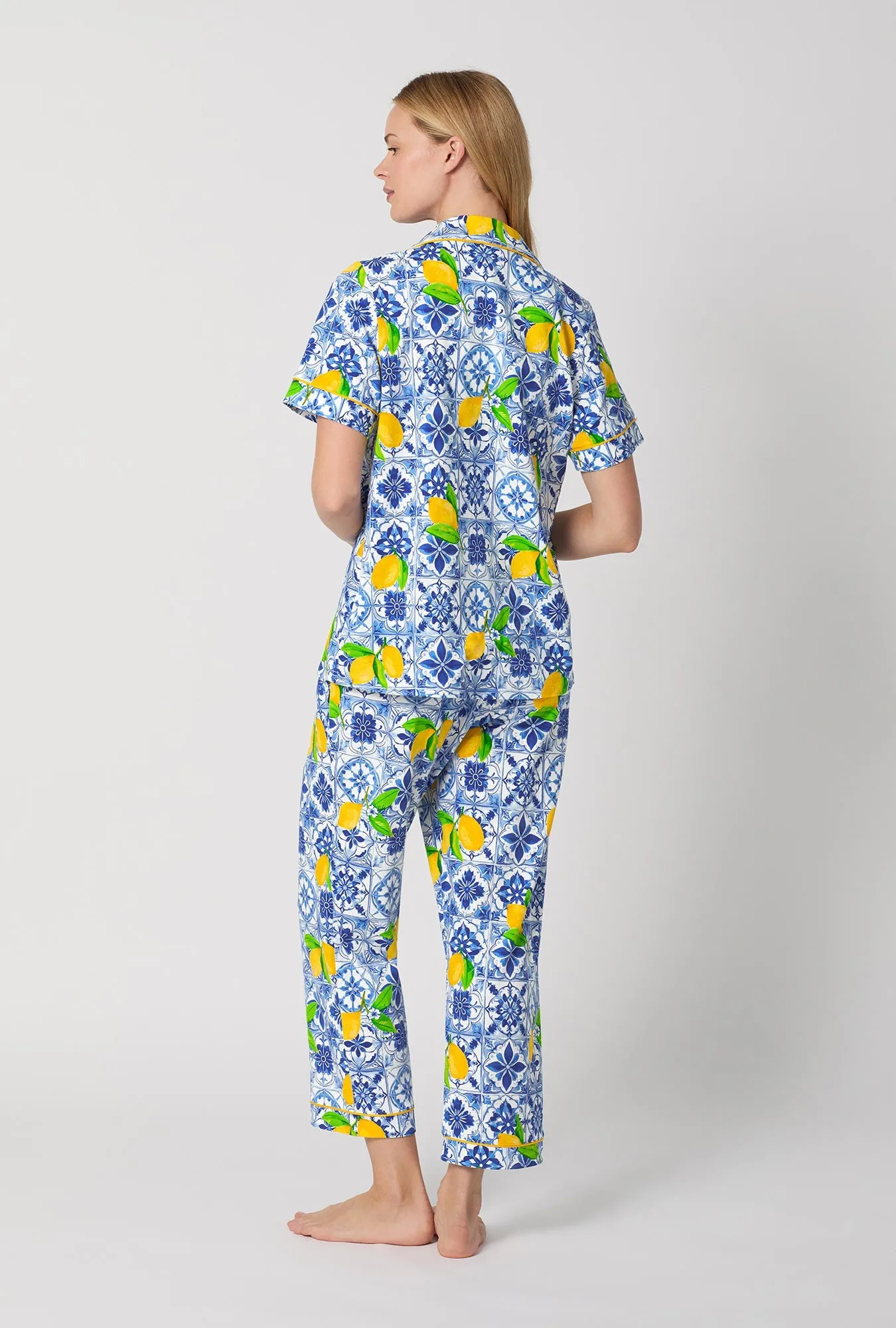 Azure Summer Short Sleeve Classic Stretch Jersey Cropped Pj Set sold by BedHead product image thumbnail 3