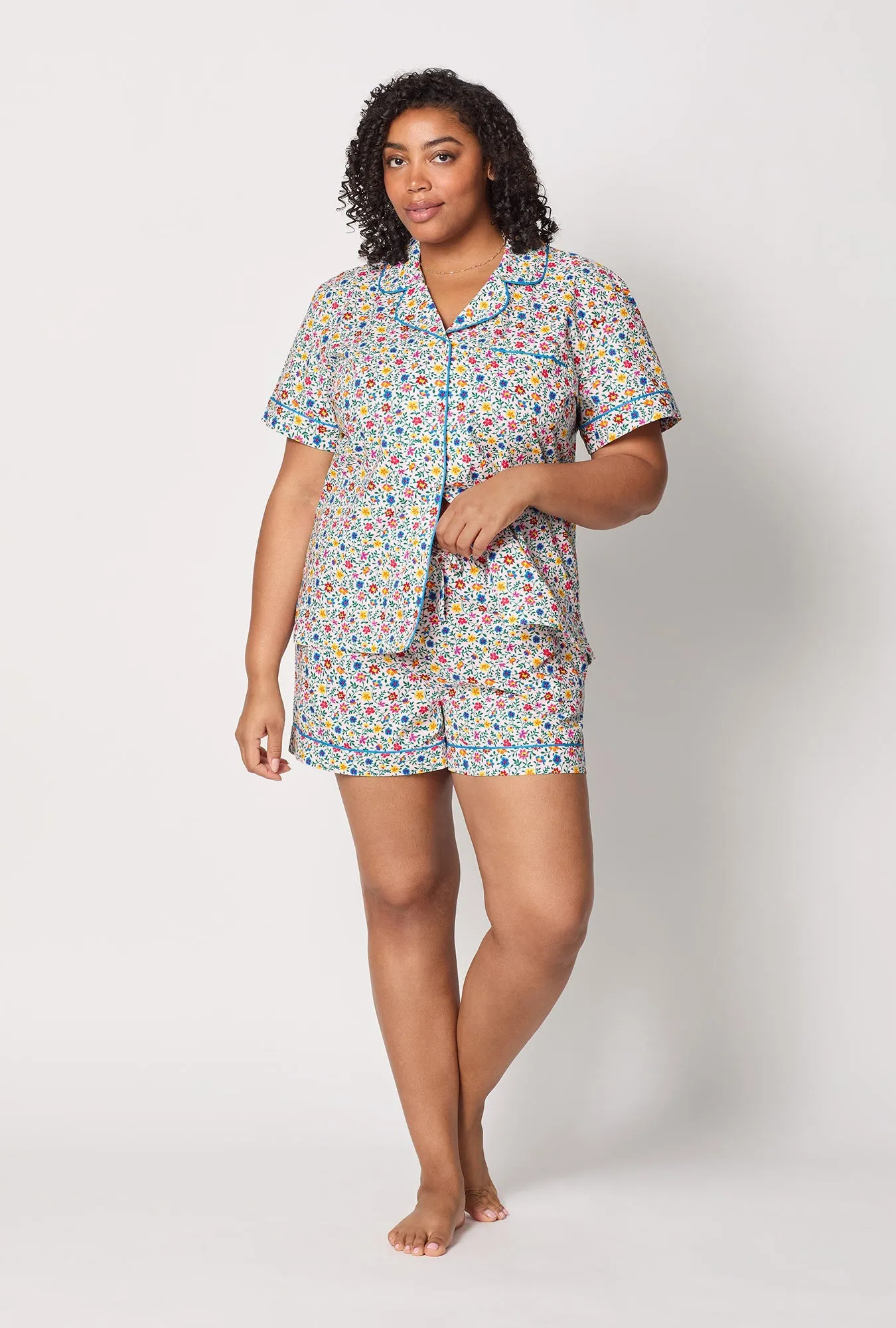 Whimsy Ditsy Short Sleeve Classic Woven Cotton Poplin Shorty Pj Set sold by BedHead product image thumbnail 5
