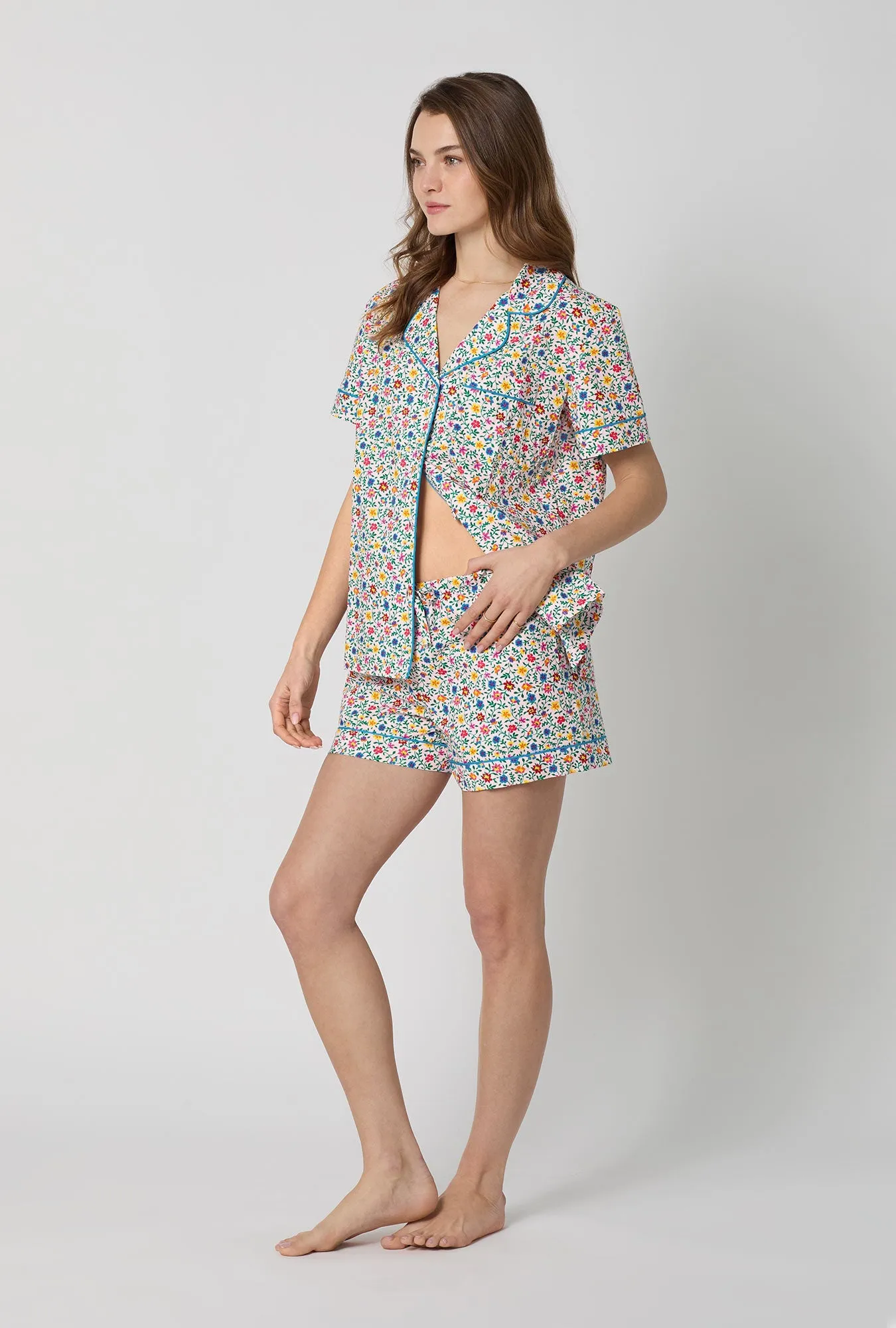 Whimsy Ditsy Short Sleeve Classic Woven Cotton Poplin Shorty Pj Set sold by BedHead product image thumbnail 3