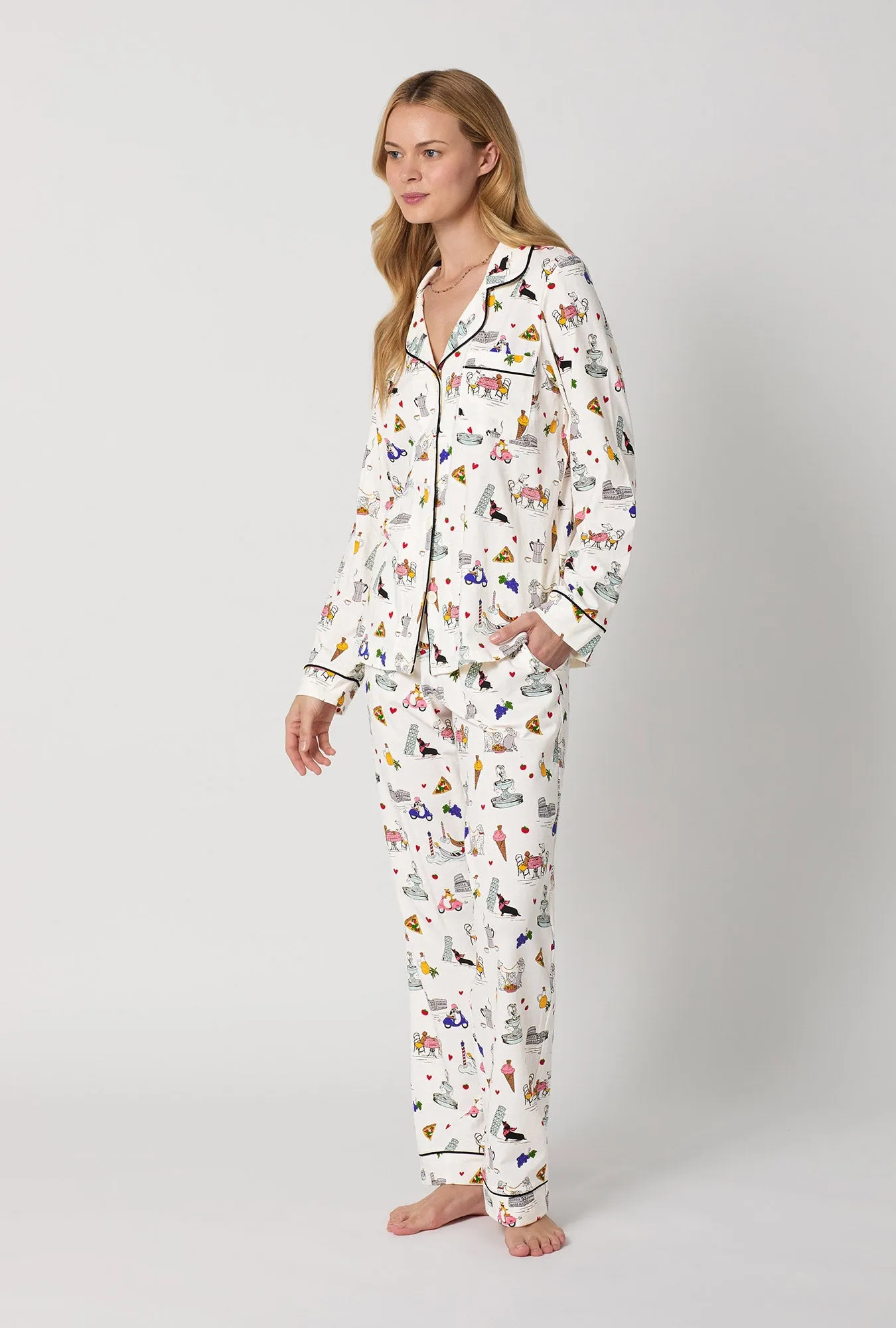 Puppy Piazza Long Sleeve Classic Stretch Jersey Pj Set sold by BedHead product image thumbnail 2