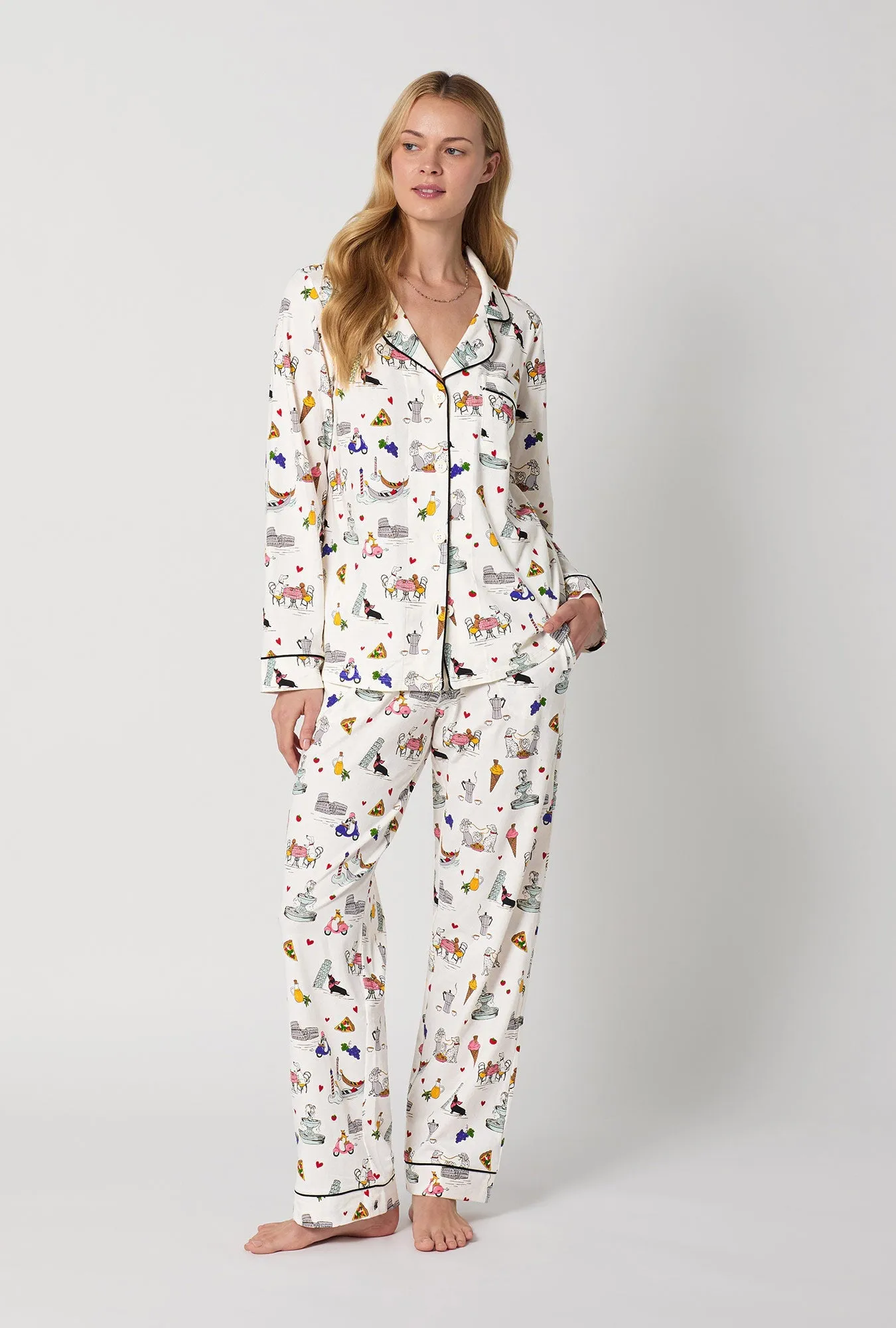 Puppy Piazza Long Sleeve Classic Stretch Jersey Pj Set sold by BedHead product image thumbnail 3