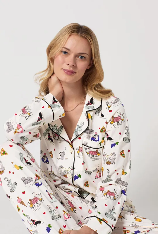 Puppy Piazza Long Sleeve Classic Stretch Jersey Pj Set made by BedHead