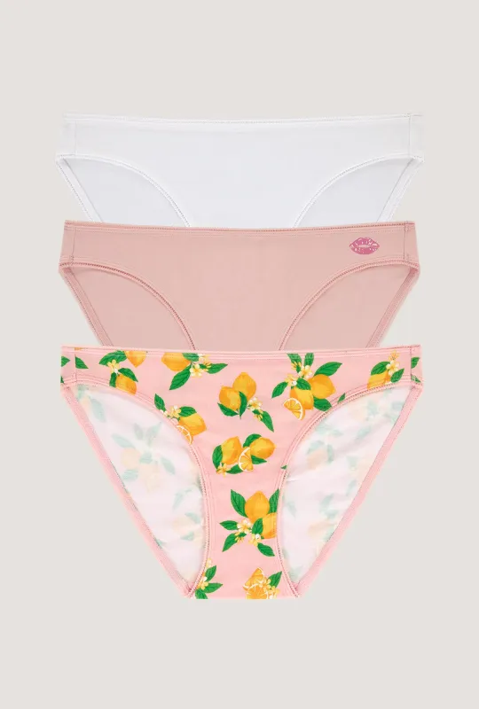 Stretch Jersey Bikini Underwear 3 Pack-White, First Blush, Lemon Sorbet made by BedHead