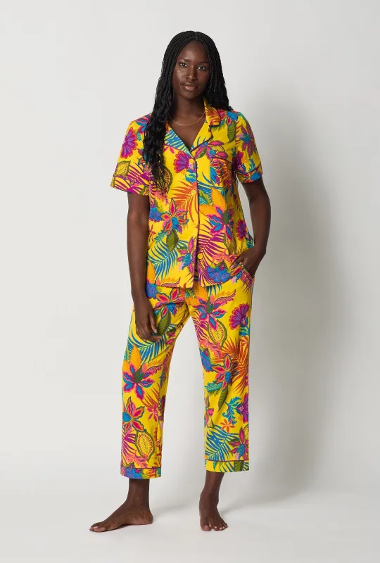 BedHead x Trina Turk Jacobean Floral Short Sleeve Classic Stretch Jersey Cropped Pj Set made by BedHead
