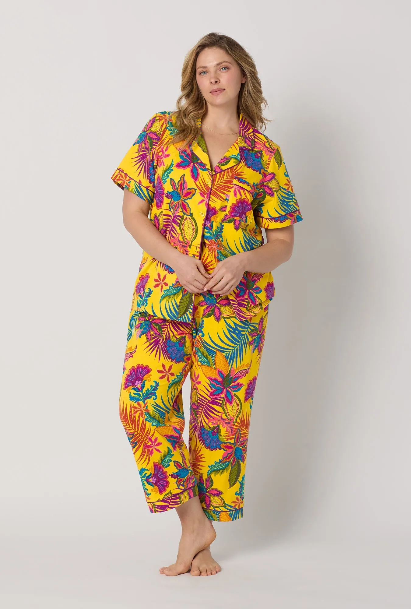 BedHead x Trina Turk Jacobean Floral Short Sleeve Classic Stretch Jersey Cropped Pj Set sold by BedHead product image thumbnail 5
