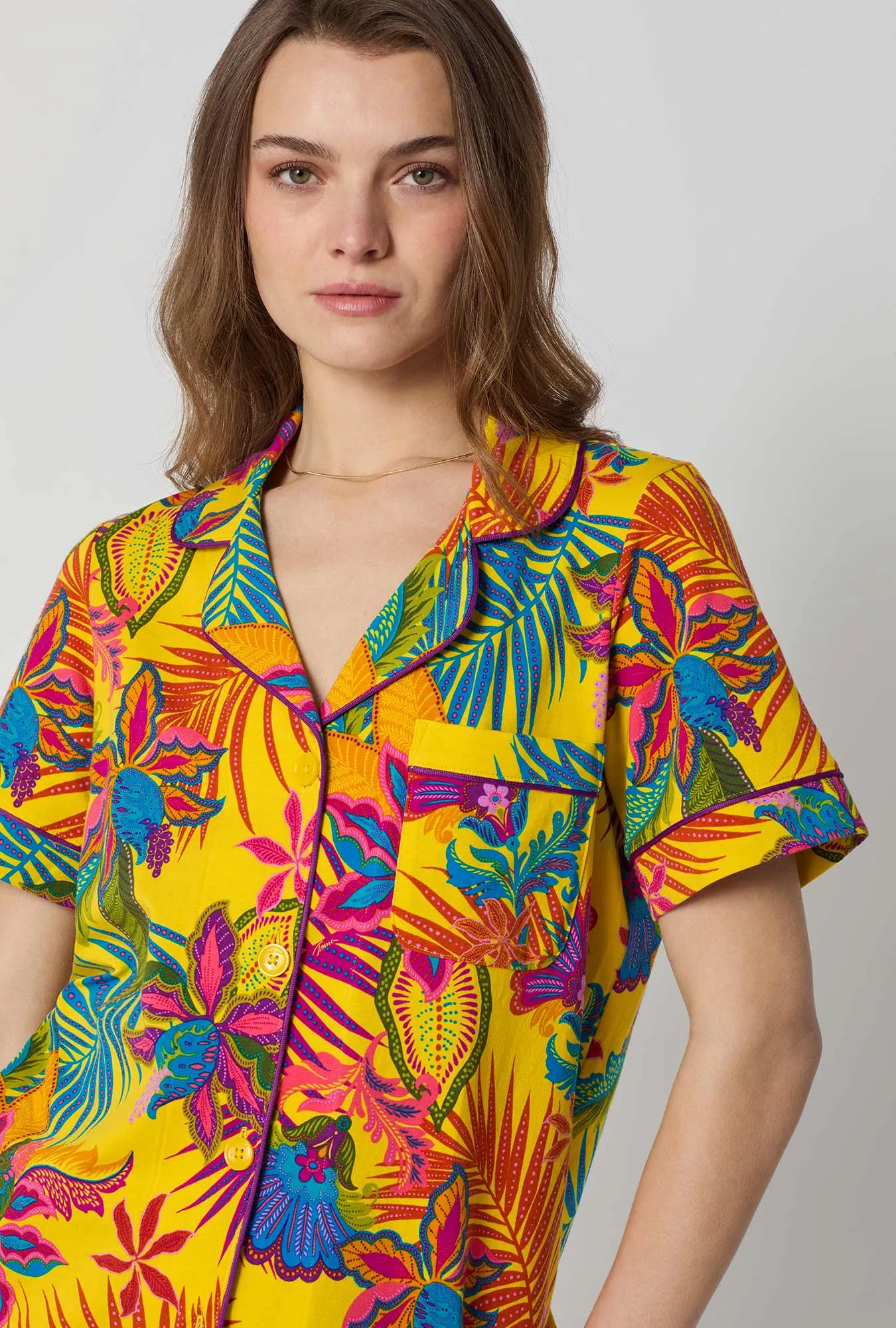 BedHead x Trina Turk Jacobean Floral Short Sleeve Classic Shorty Stretch Jersey Pj Set sold by BedHead product image thumbnail 4