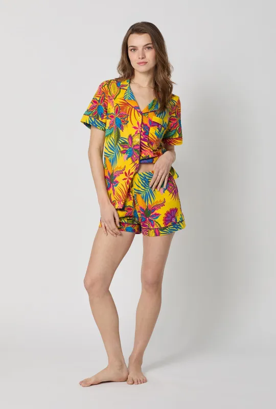 BedHead x Trina Turk Jacobean Floral Short Sleeve Classic Shorty Stretch Jersey Pj Set made by BedHead