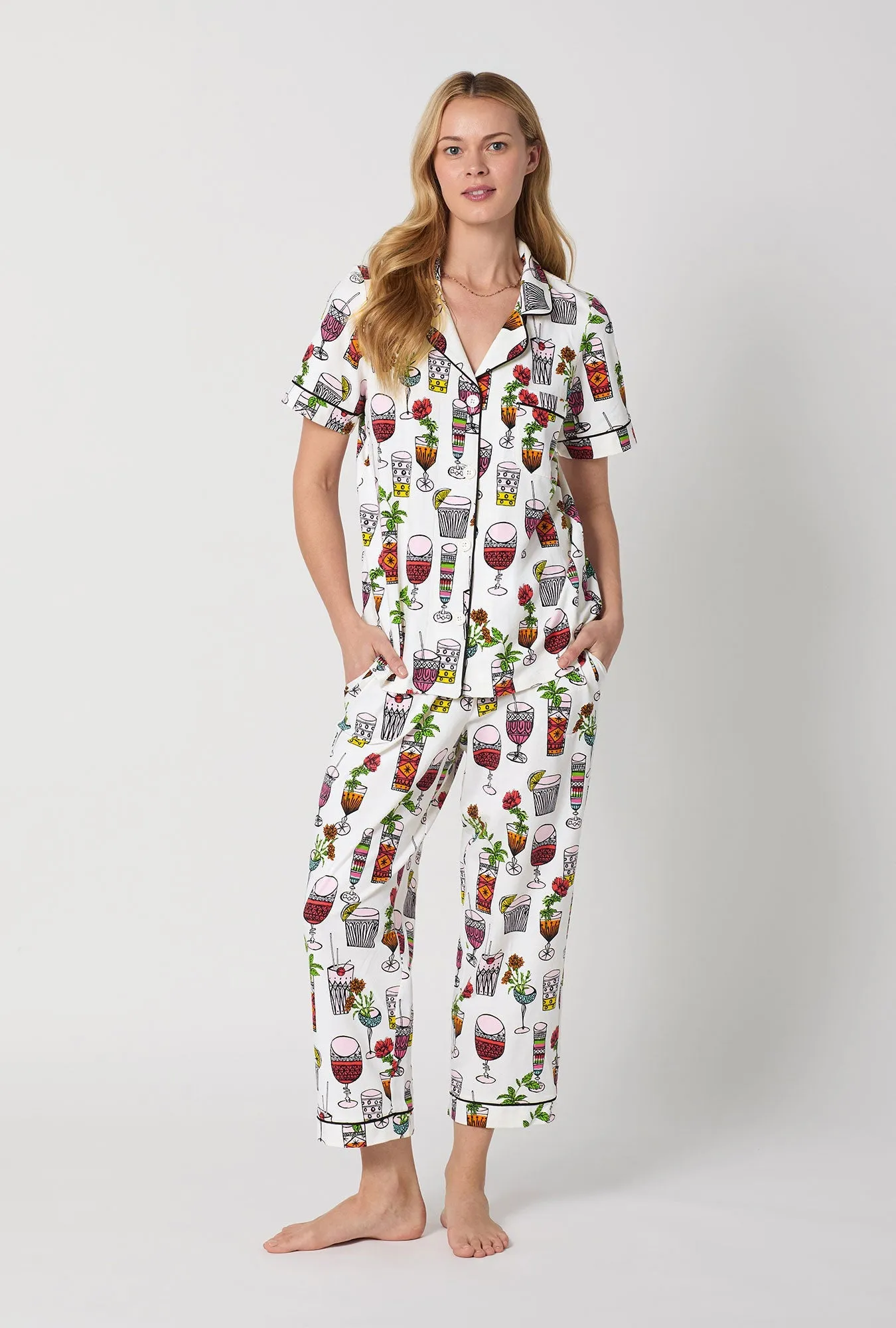BedHead x Trina Turk Happy Hour Short Sleeve Classic Stretch Jersey Cropped Pj Set sold by BedHead product image thumbnail 3