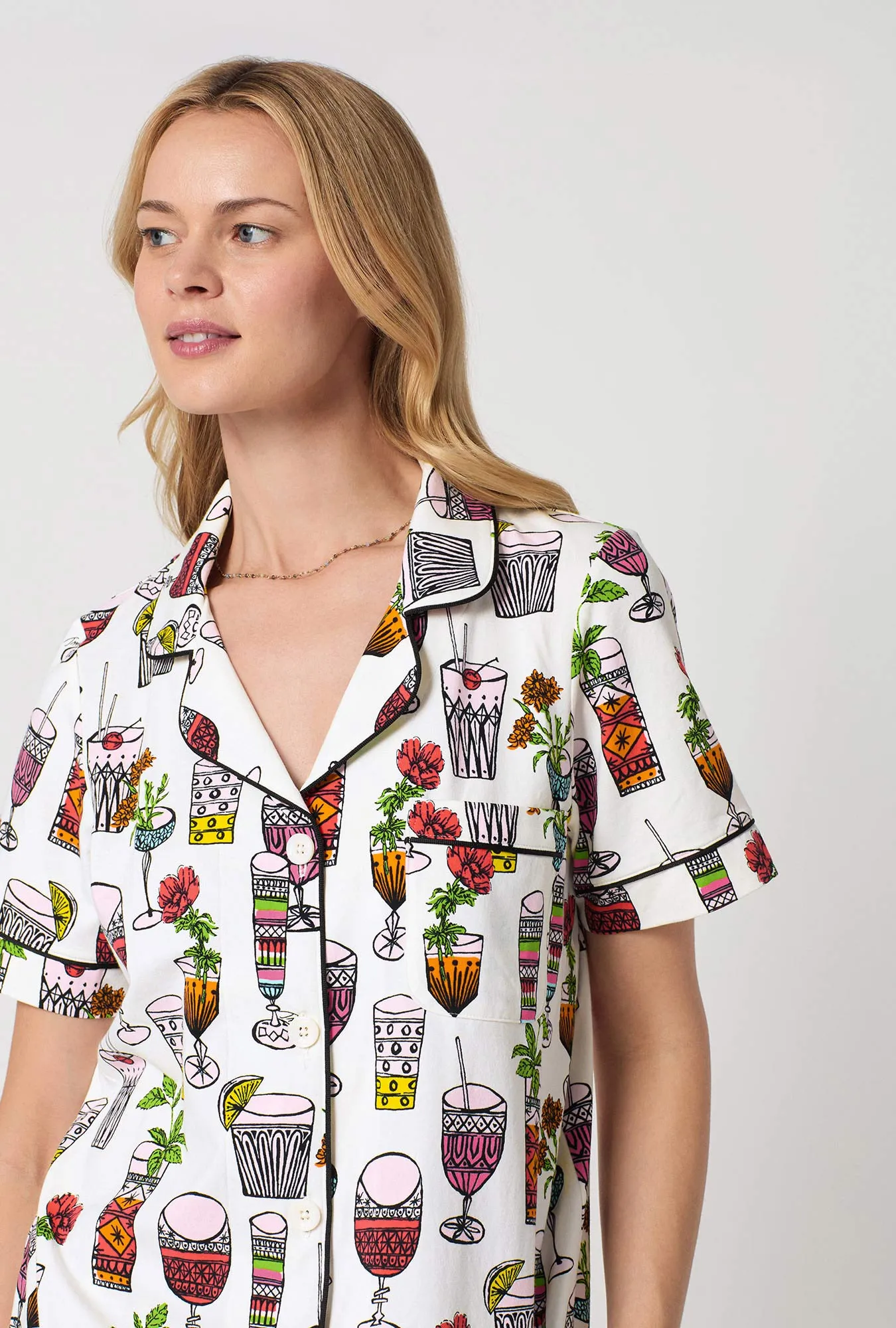 BedHead x Trina Turk Happy Hour Short Sleeve Classic Stretch Jersey Cropped Pj Set sold by BedHead product image thumbnail 4