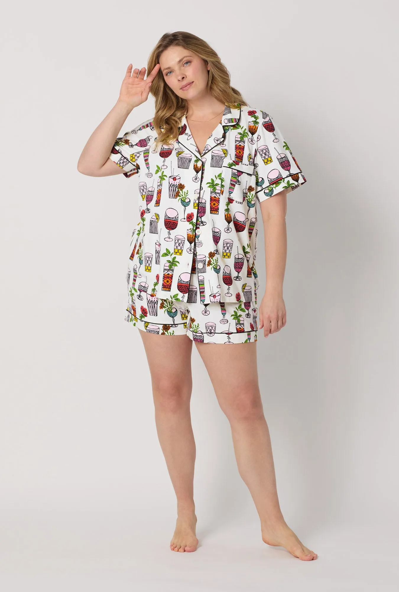 BedHead x Trina Turk Happy Hour Short Sleeve Classic Shorty Stretch Jersey Pj Set sold by BedHead product image thumbnail 5