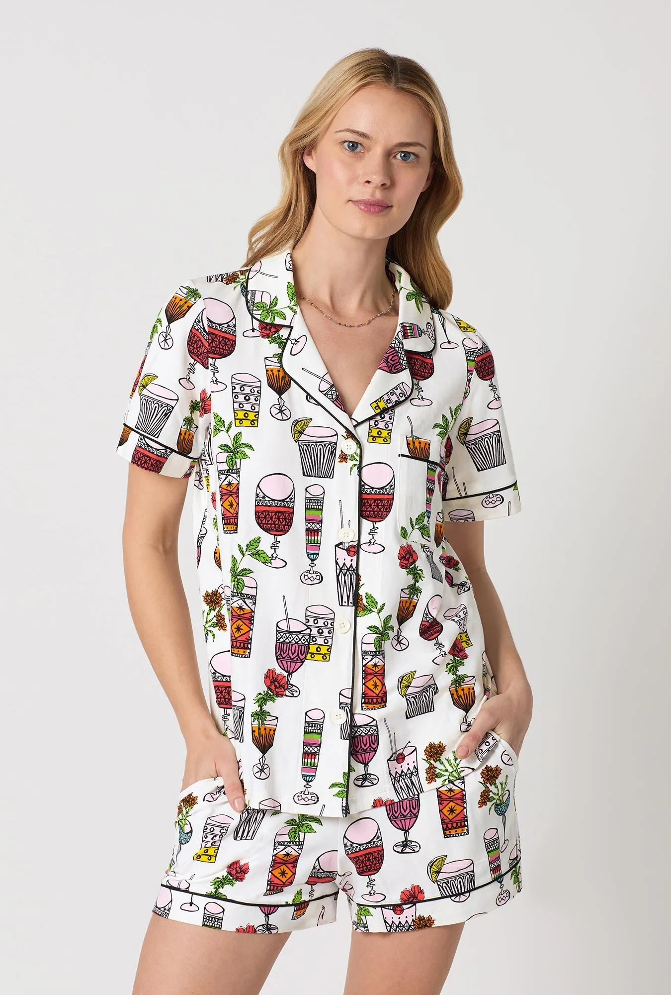BedHead x Trina Turk Happy Hour Short Sleeve Classic Shorty Stretch Jersey Pj Set sold by BedHead product image thumbnail 4