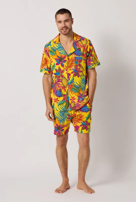 BedHead x Mr. Turk Jacobean Floral Men's Short Sleeve Classic Stretch Jersey Short Pj Set made by BedHead