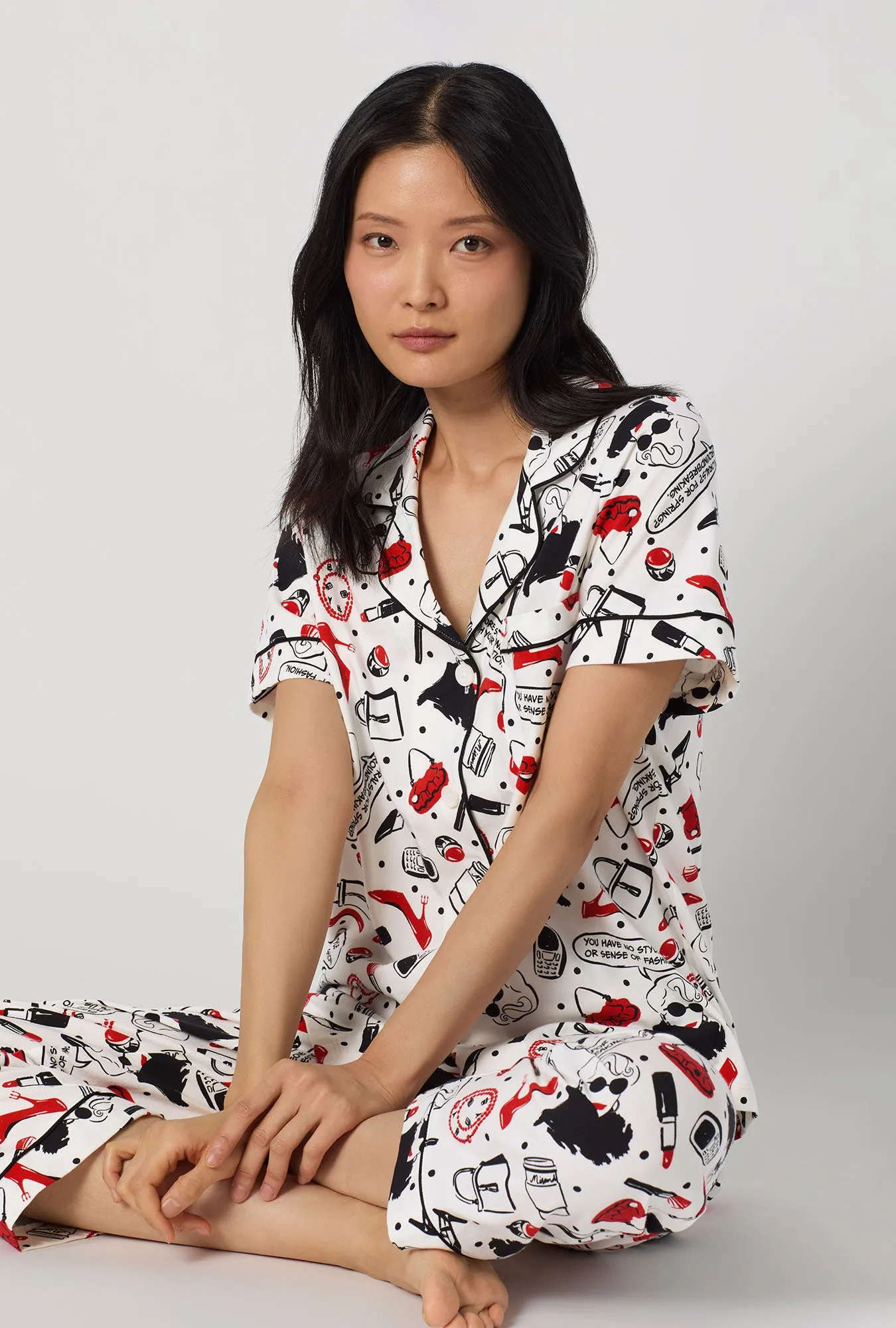 Devil Wears Prada Short Sleeve Classic Stretch Jersey Cropped Pj Set sold by BedHead product image thumbnail 3