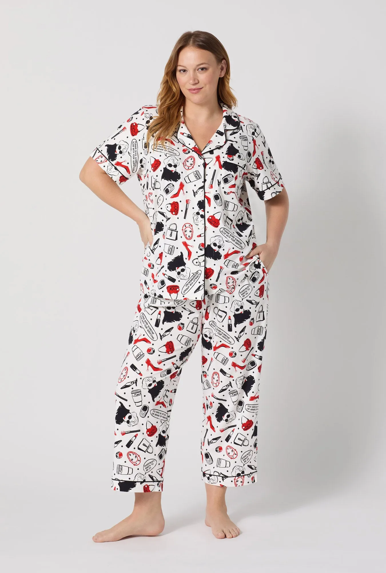 Devil Wears Prada Short Sleeve Classic Stretch Jersey Cropped Pj Set sold by BedHead product image thumbnail 5