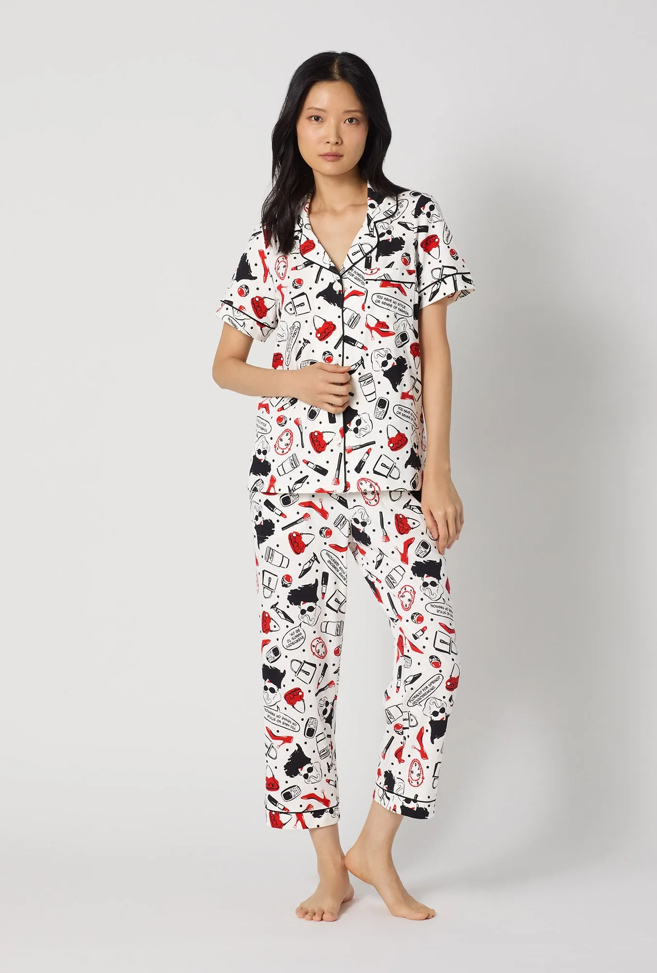 Devil Wears Prada Short Sleeve Classic Stretch Jersey Cropped Pj Set sold by BedHead