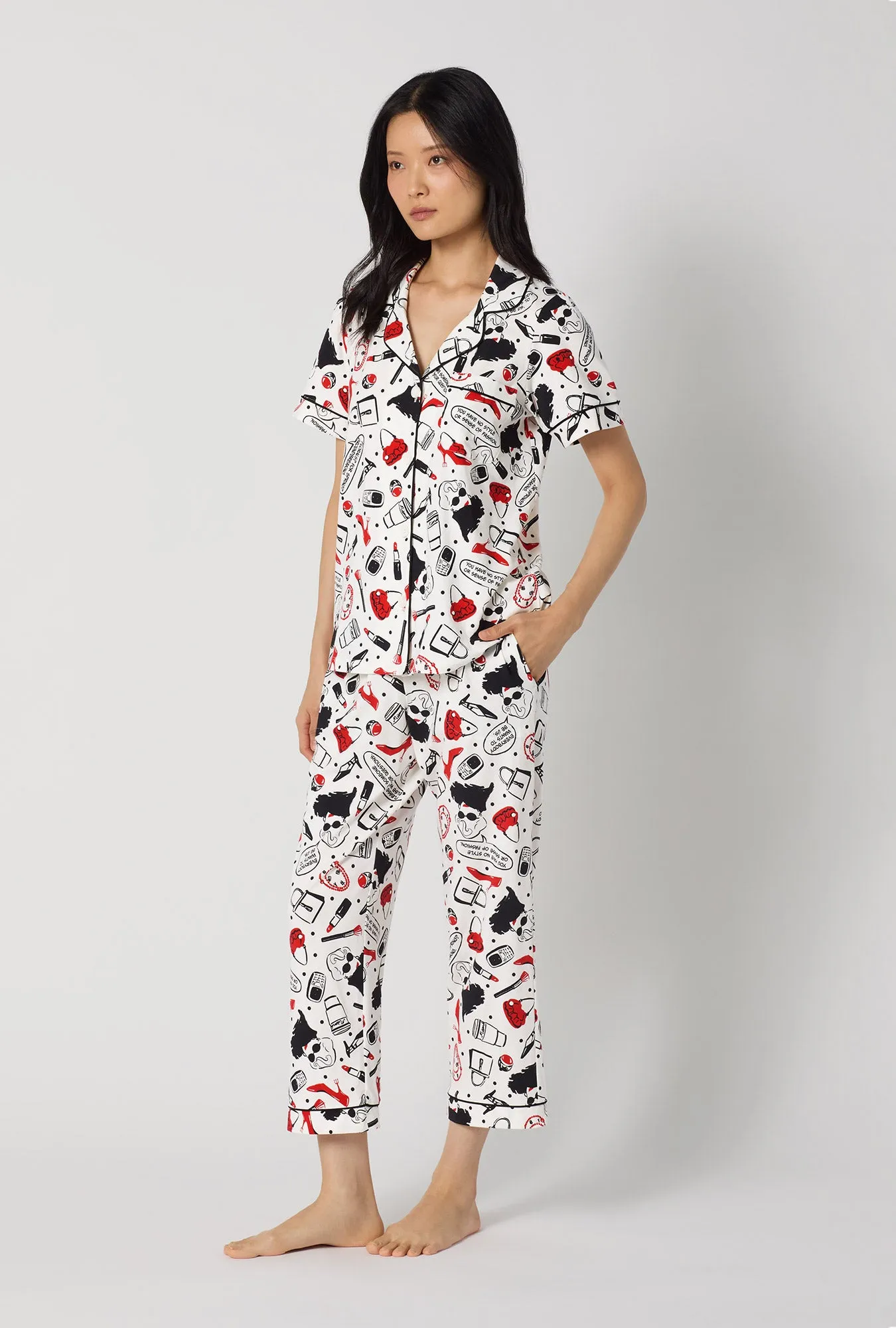 Devil Wears Prada Short Sleeve Classic Stretch Jersey Cropped Pj Set sold by BedHead product image thumbnail 2
