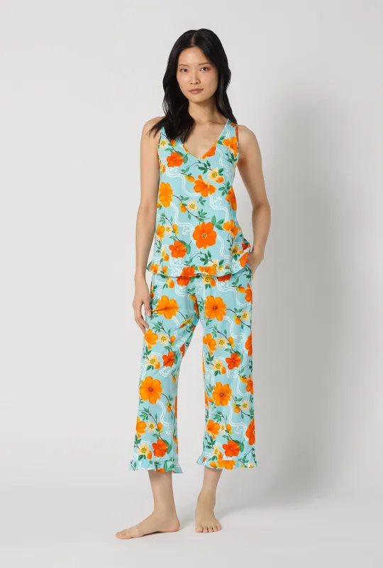 Golden Breeze Ruffle Tank Stretch Jersey Cropped Pj Set made by BedHead