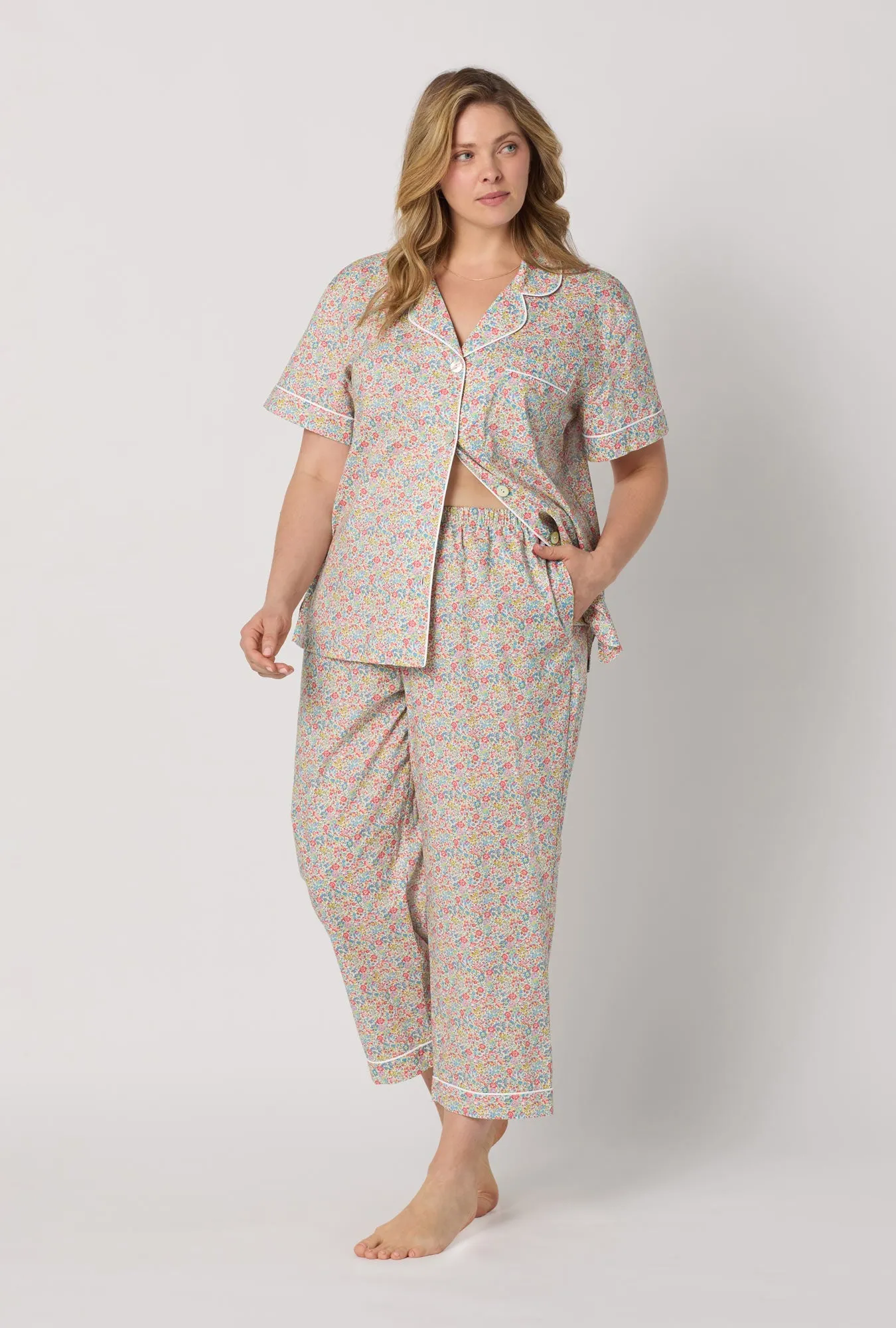 Emma & Georgina Short Sleeve Classic Woven Tana Lawn® Cropped Pj Set Made With Liberty Fabric sold by BedHead product image thumbnail 5