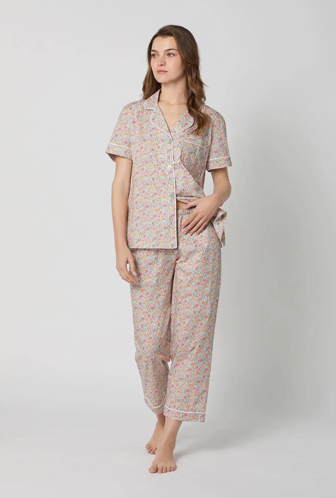 Emma & Georgina Short Sleeve Classic Woven Tana Lawn® Cropped Pj Set Made With Liberty Fabric sold by BedHead