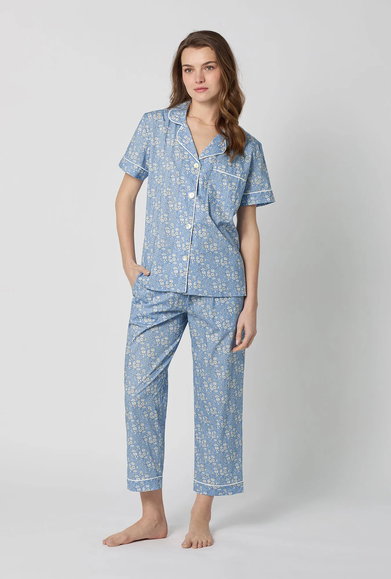 Capel Short Sleeve Classic Woven Tana Lawn® Cropped Pj Set Made With Liberty Fabric sold by BedHead