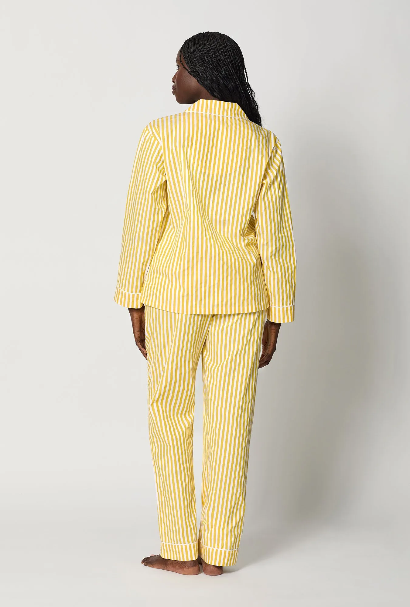 Yellow Signature Stripe Long Sleeve Classic Woven Cotton Sateen Pj Set sold by BedHead product image thumbnail 3