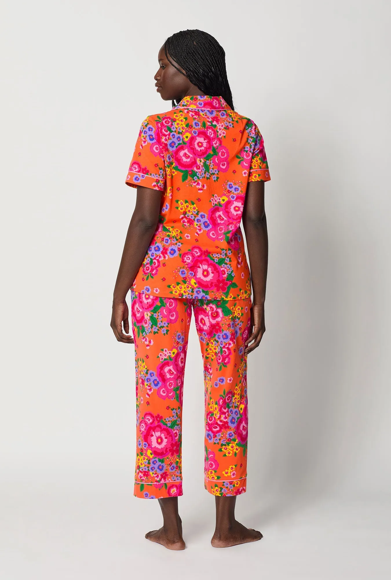 Ravello Blooms Short Sleeve Classic Stretch Jersey Cropped Pj Set sold by BedHead product image thumbnail 4