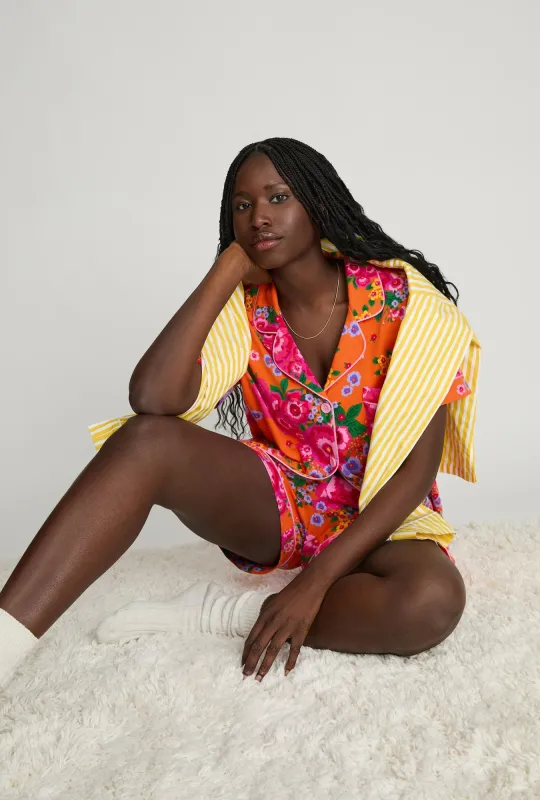 Ravello Blooms Short Sleeve Classic Shorty Stretch Jersey Pj Set made by BedHead