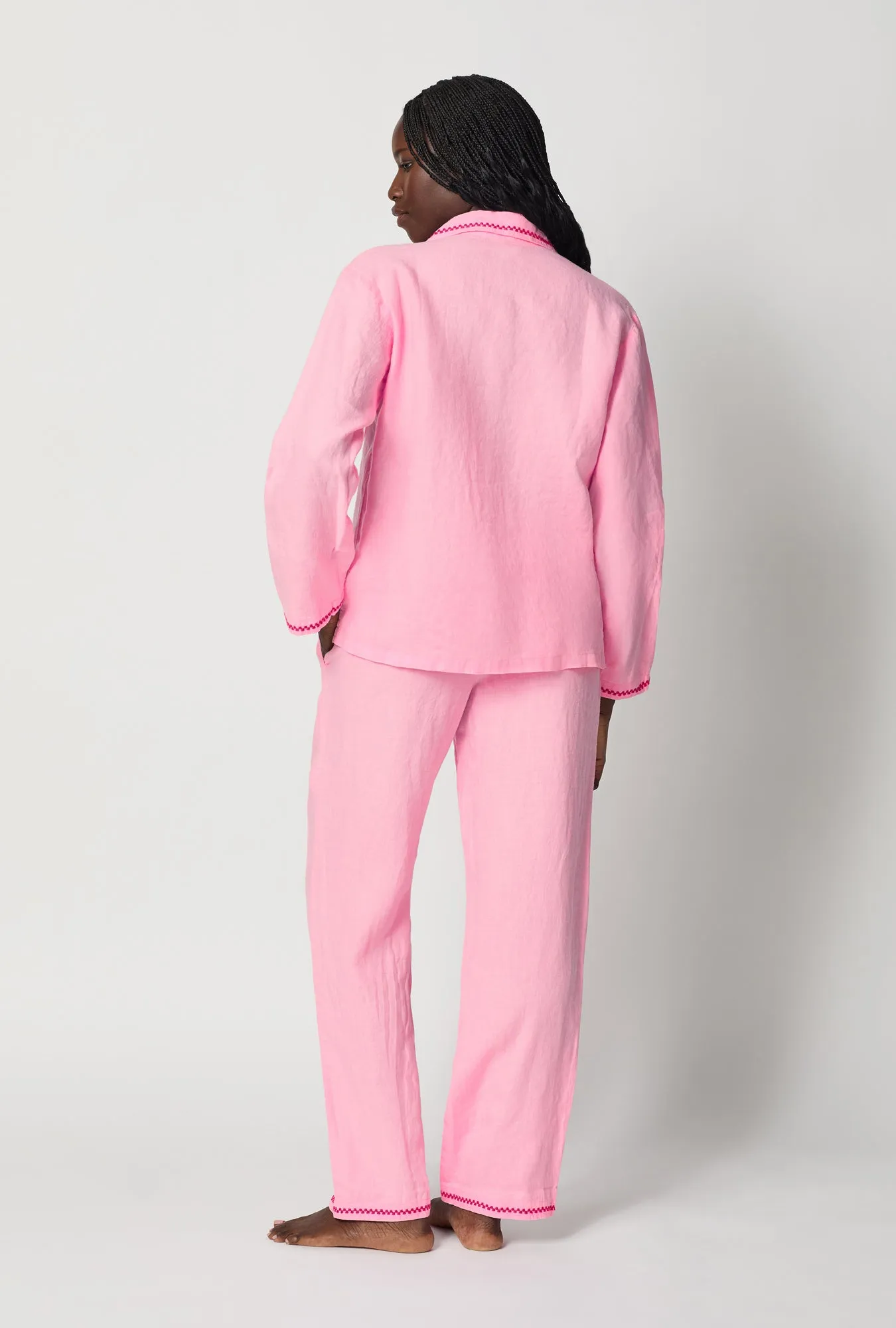 Pink Lady Long Sleeve Classic Woven Linen Pj Set sold by BedHead product image thumbnail 3