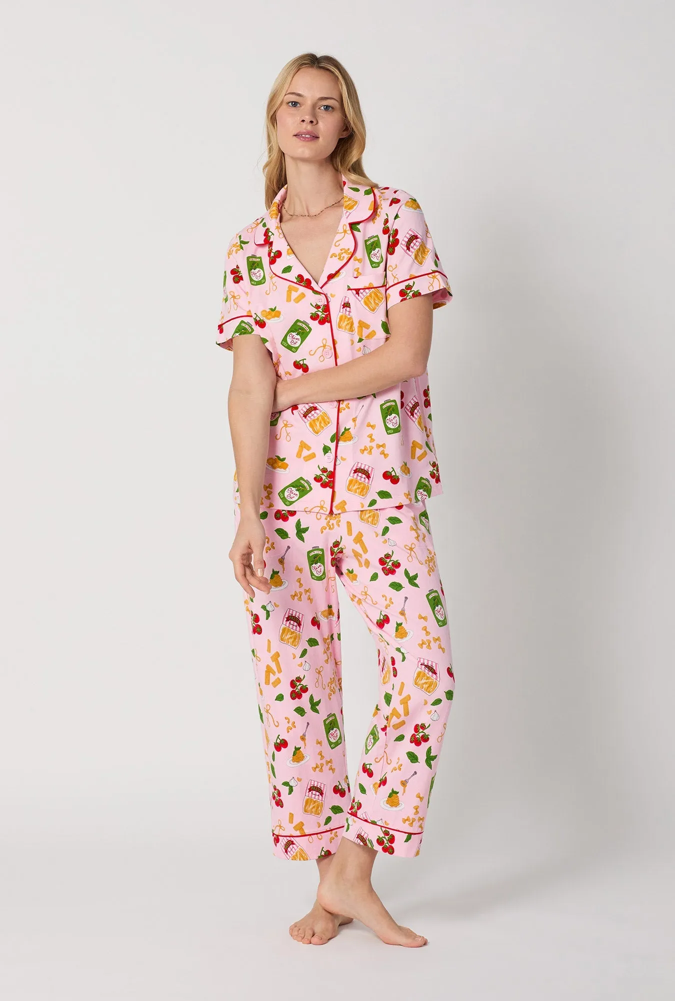 Pasta La Vista Short Sleeve Classic Stretch Jersey Cropped Pj Set sold by BedHead product image thumbnail 2