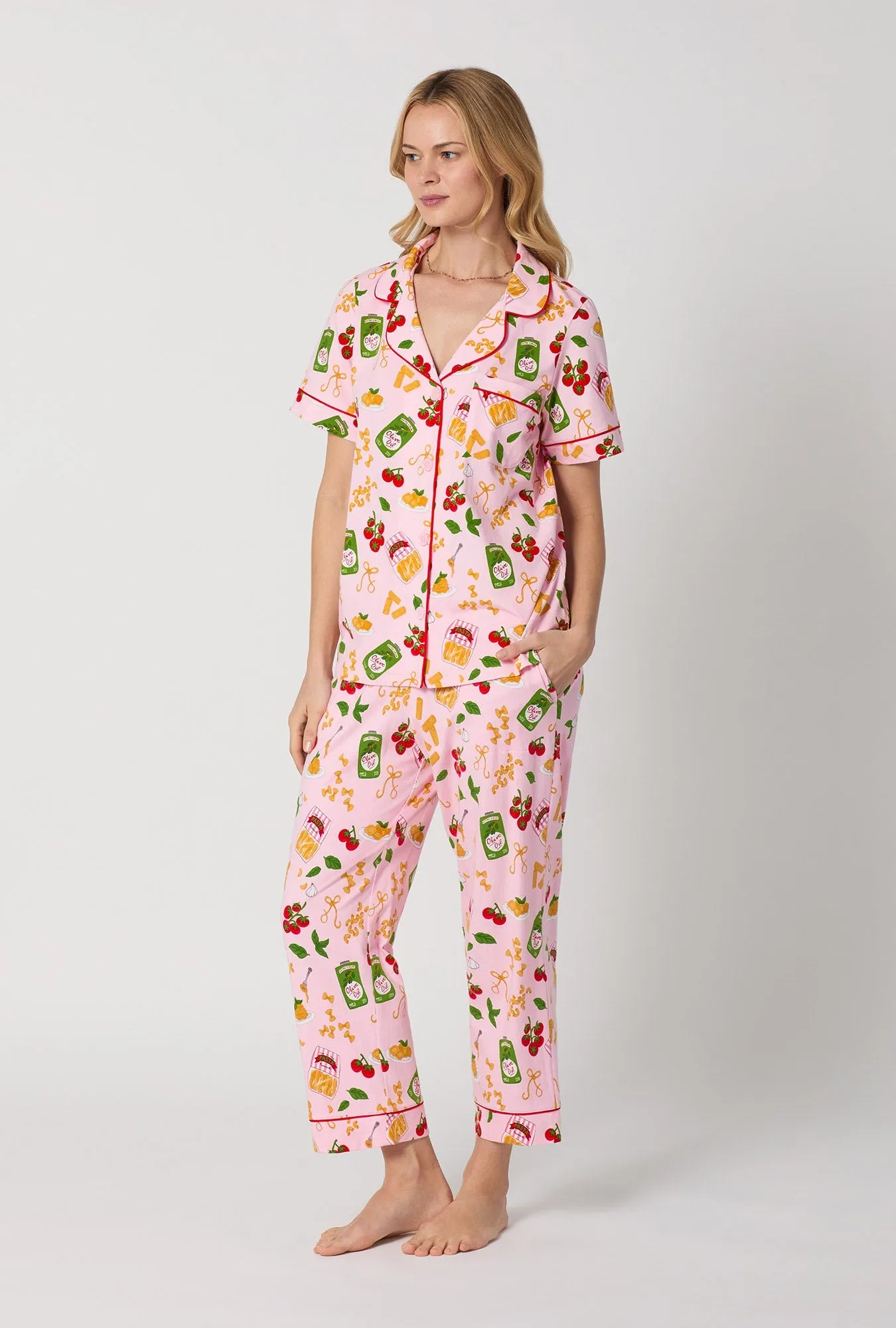 Pasta La Vista Short Sleeve Classic Stretch Jersey Cropped Pj Set sold by BedHead product image thumbnail 4