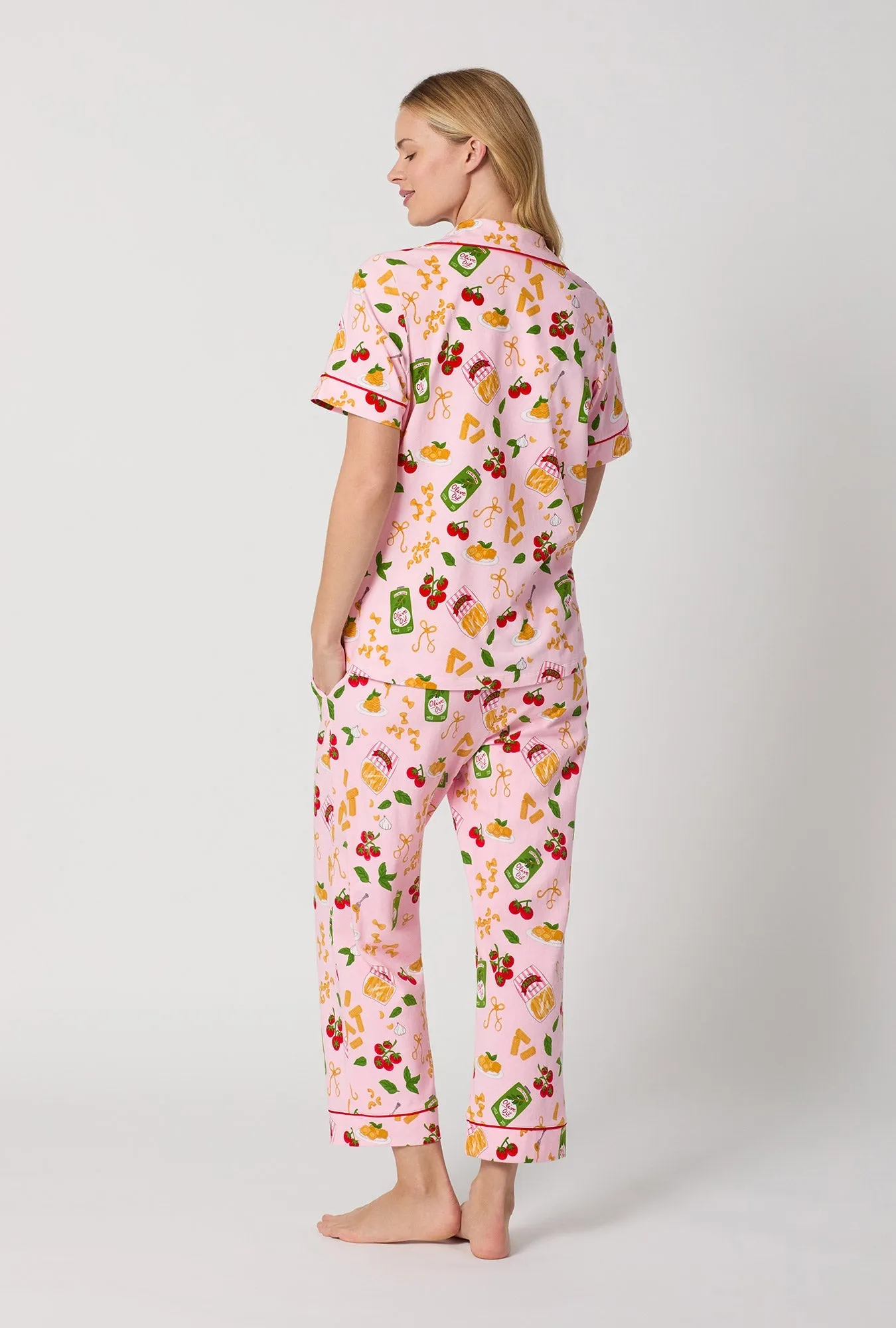 Pasta La Vista Short Sleeve Classic Stretch Jersey Cropped Pj Set sold by BedHead product image thumbnail 3